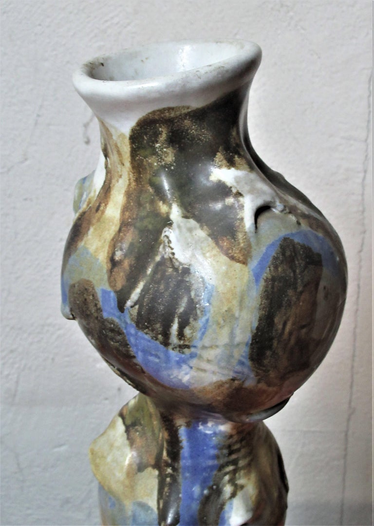 American Studio Ceramic Totemic Sculpture Vessel For Sale at 1stdibs
