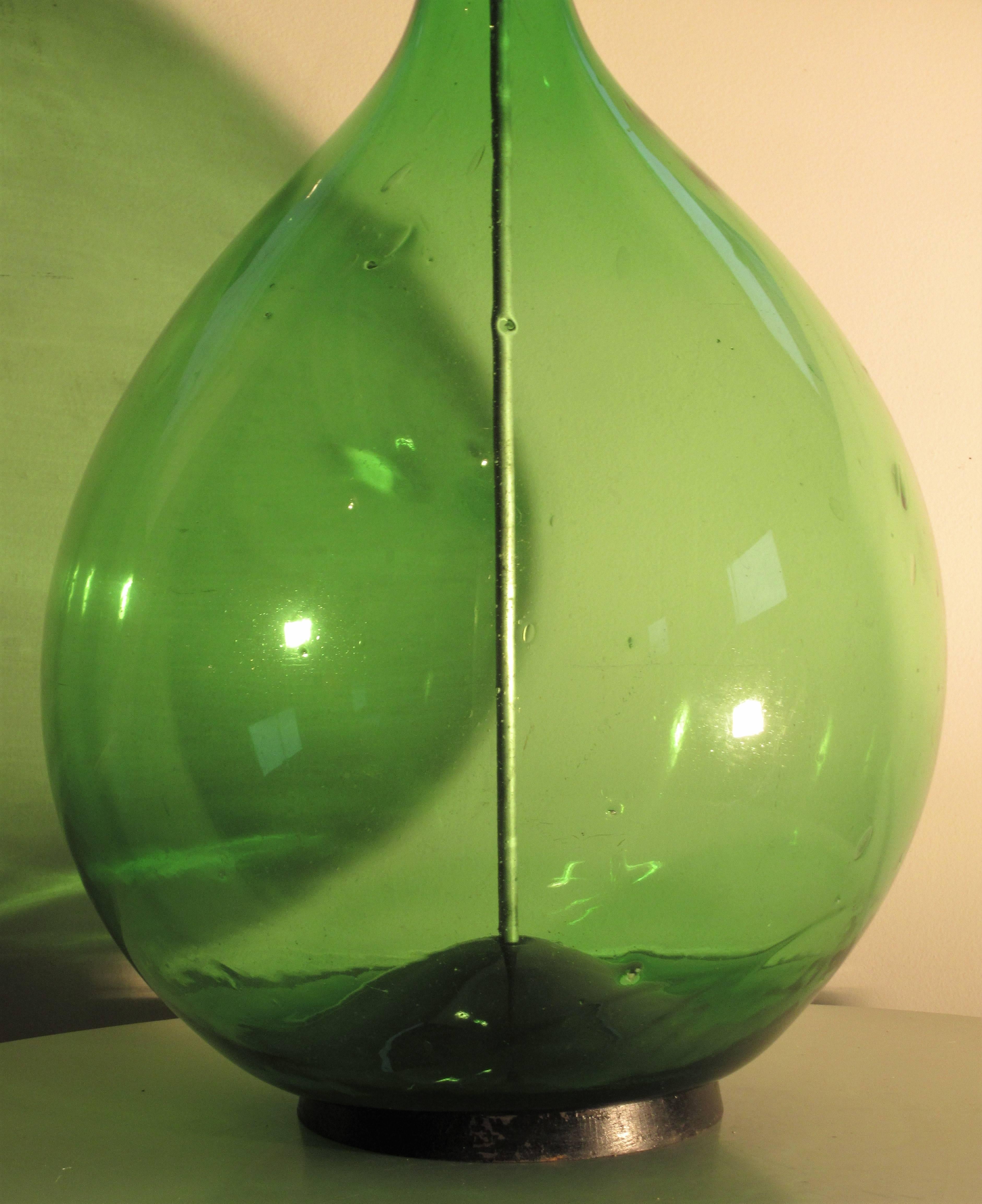green glass bottle lamp