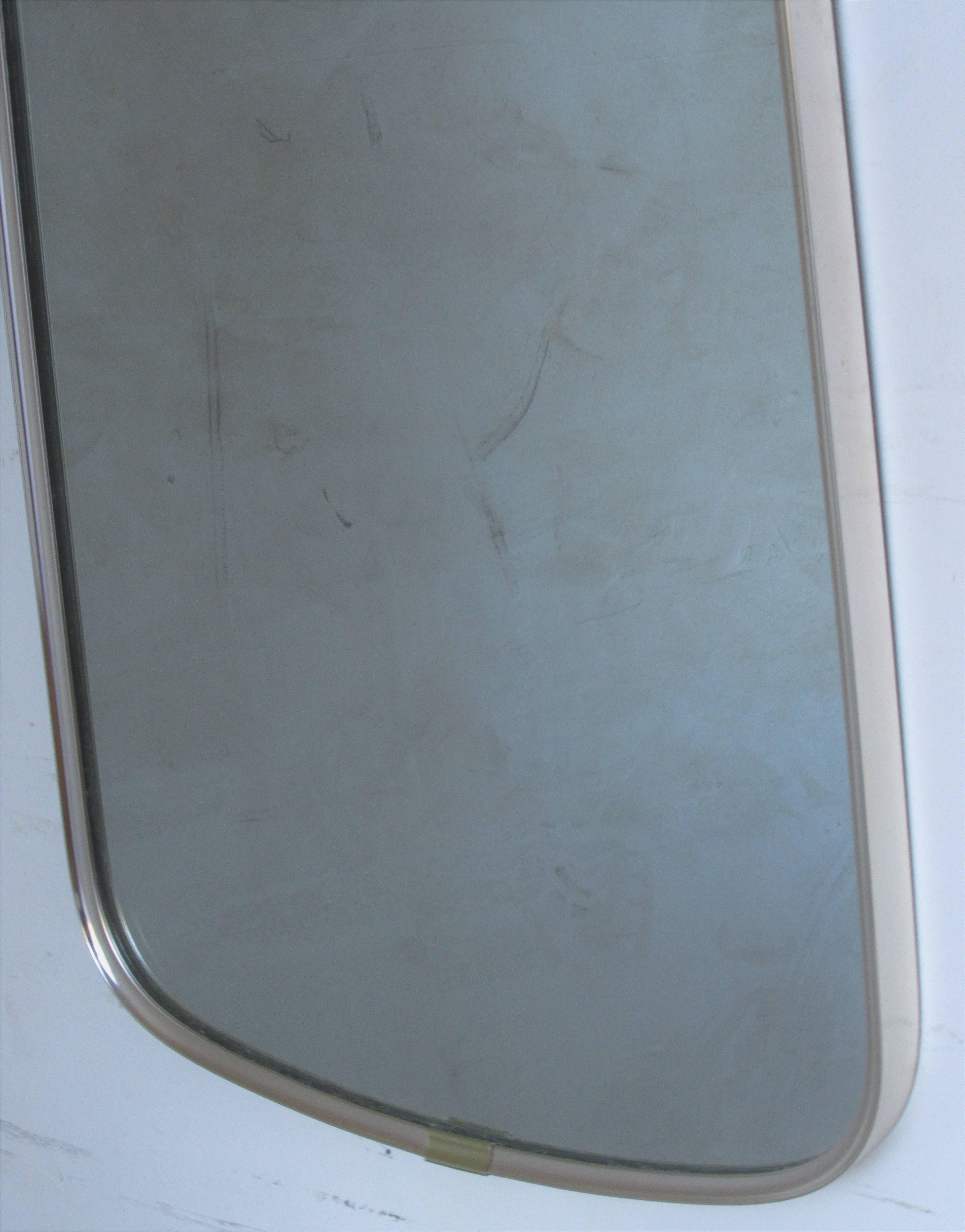 Modernist Oblong Brass Mirror In Excellent Condition In Rochester, NY