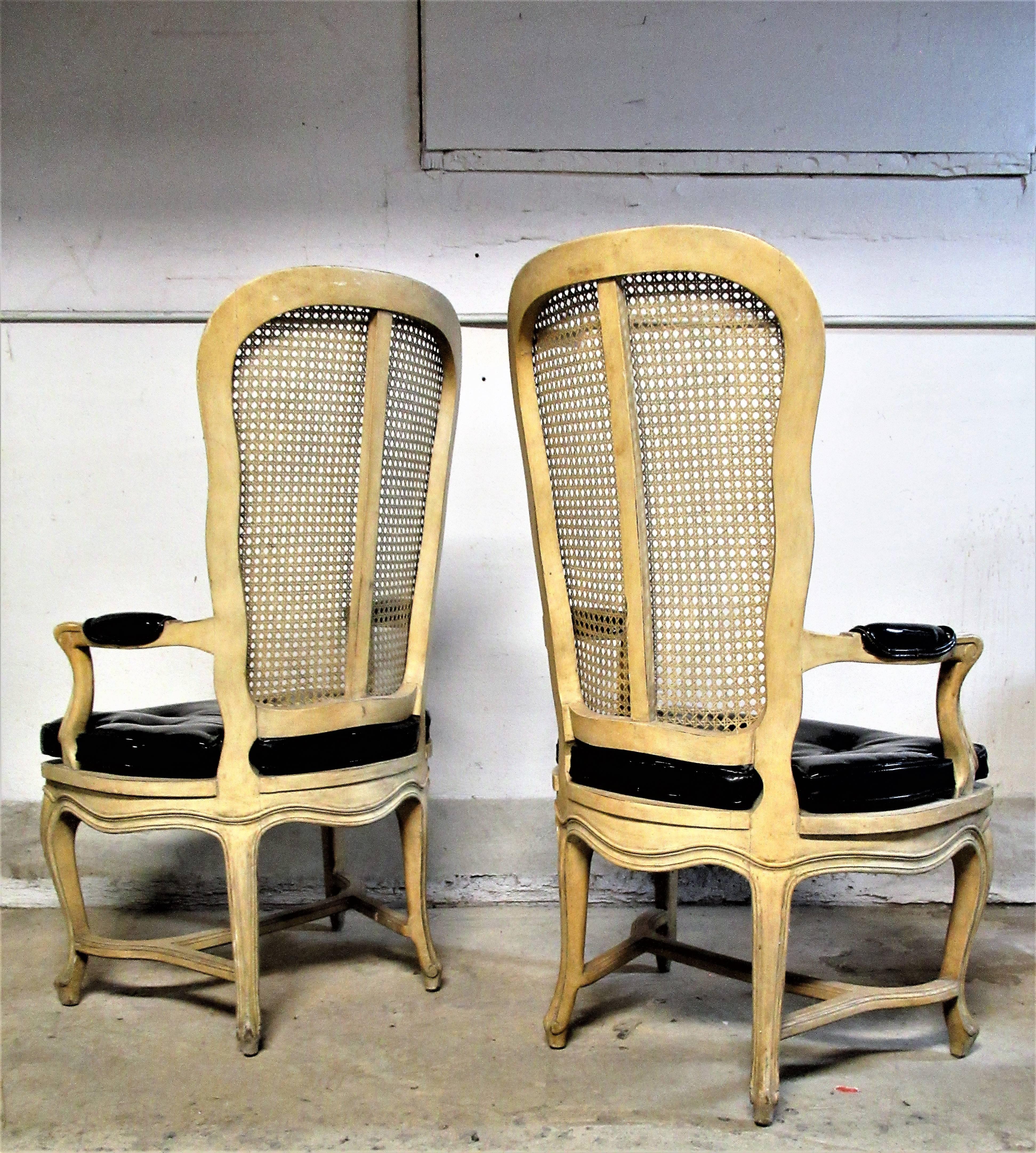 Italian Hollywood Regency Cane Back Chairs style Louis XV