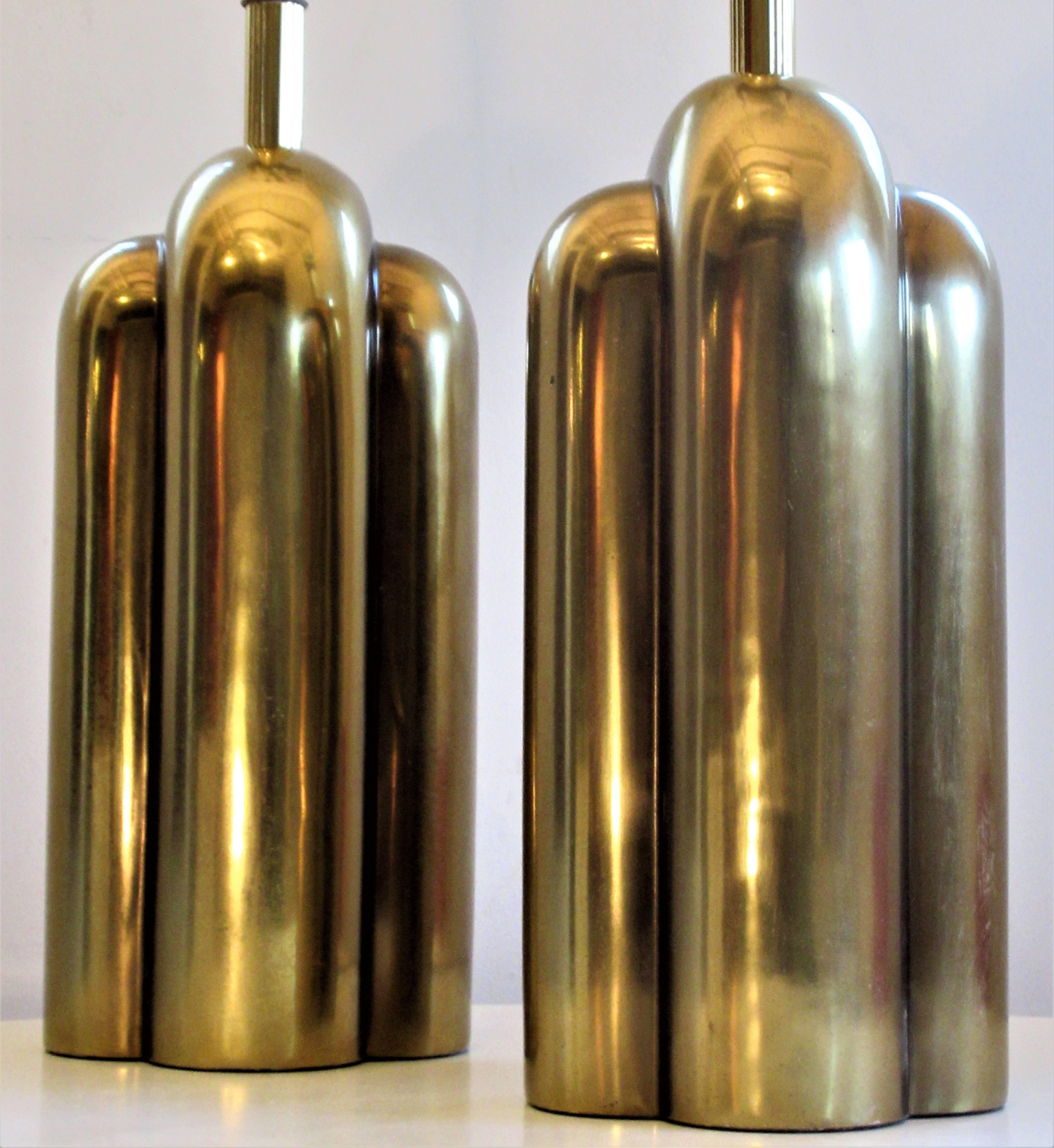 Art Deco Style Brass Lamps by Westwood Industries In Good Condition In Rochester, NY