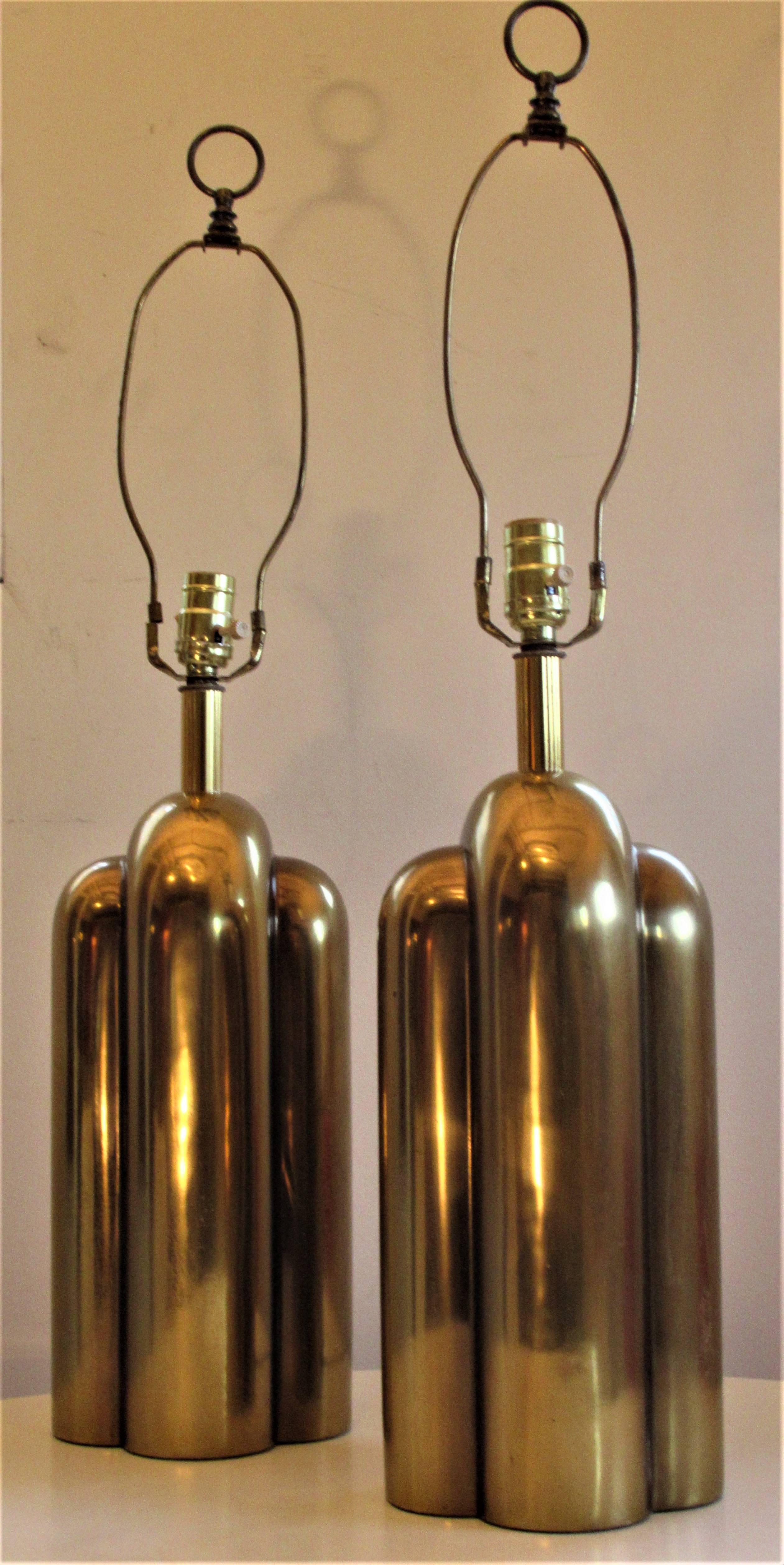 American Art Deco Style Brass Lamps by Westwood Industries