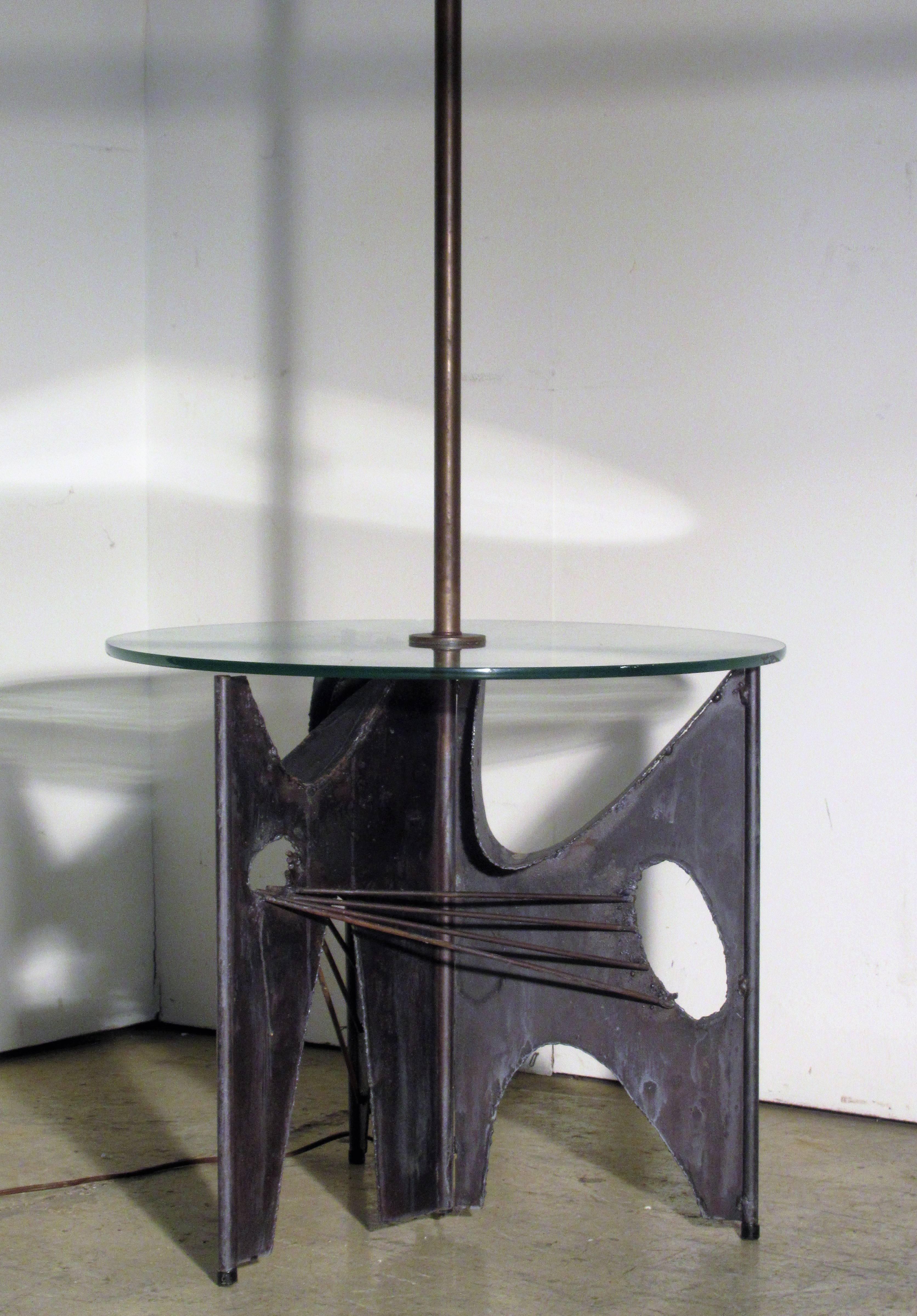 American Brutalist Iron Sculpture Floor Lamp by Harry Balmer for Laurel