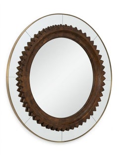 Miroir mural vintage Fratelli Marelli, bois sculpté, Italie du milieu du siècle dernier