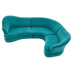 Geschwungenes Vintage-Modulsofa aus türkisfarbenem Stoff, italienisches Design, 70er Jahre