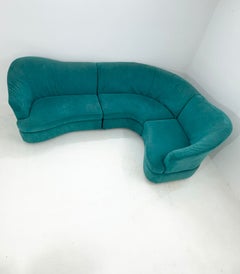 Geschwungenes Vintage-Modulsofa aus türkisfarbenem Stoff, italienisches Design, 70er Jahre