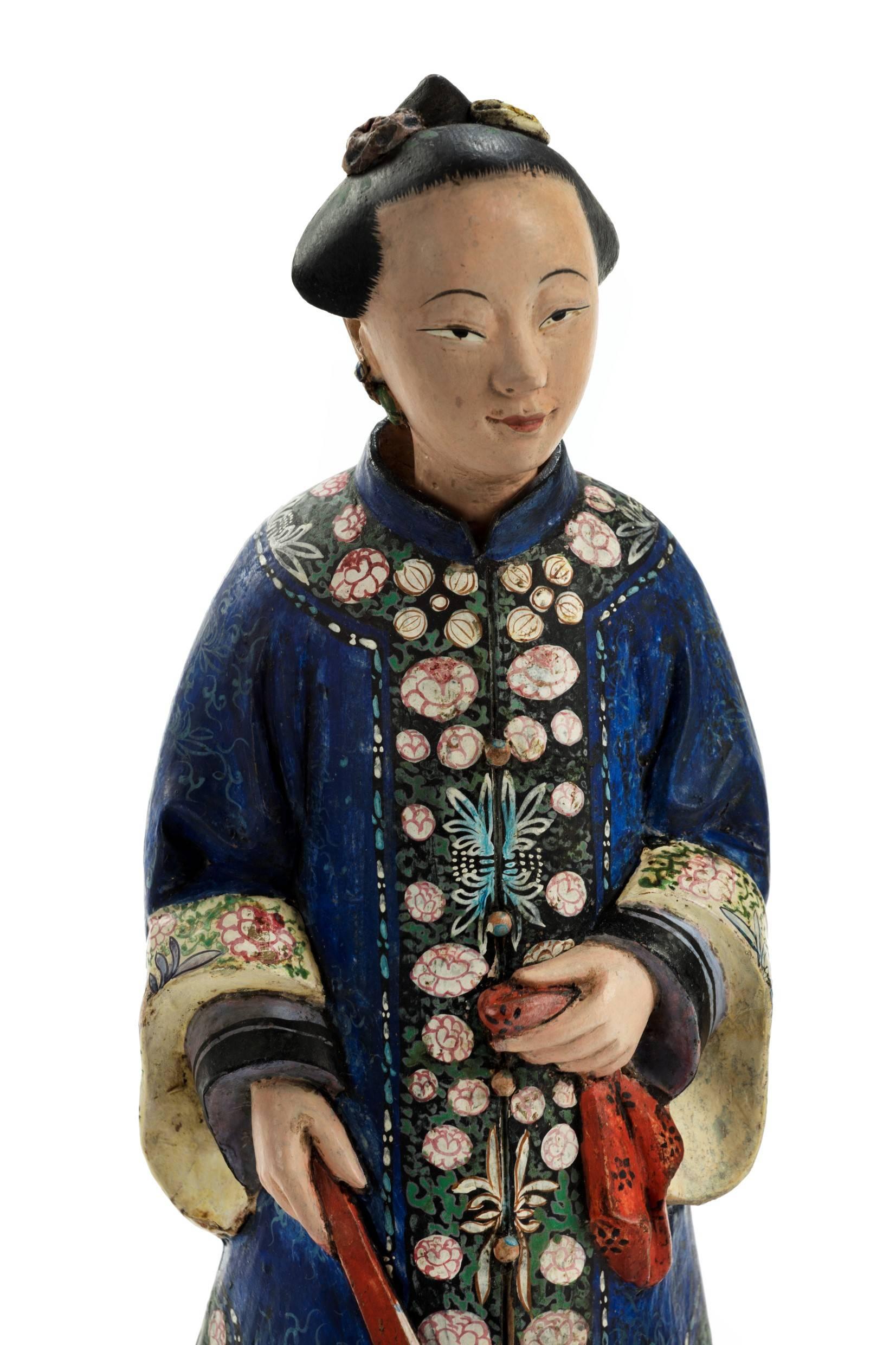 Chinese Export Pair of Early 19th Century Terracotta Nodding Figures