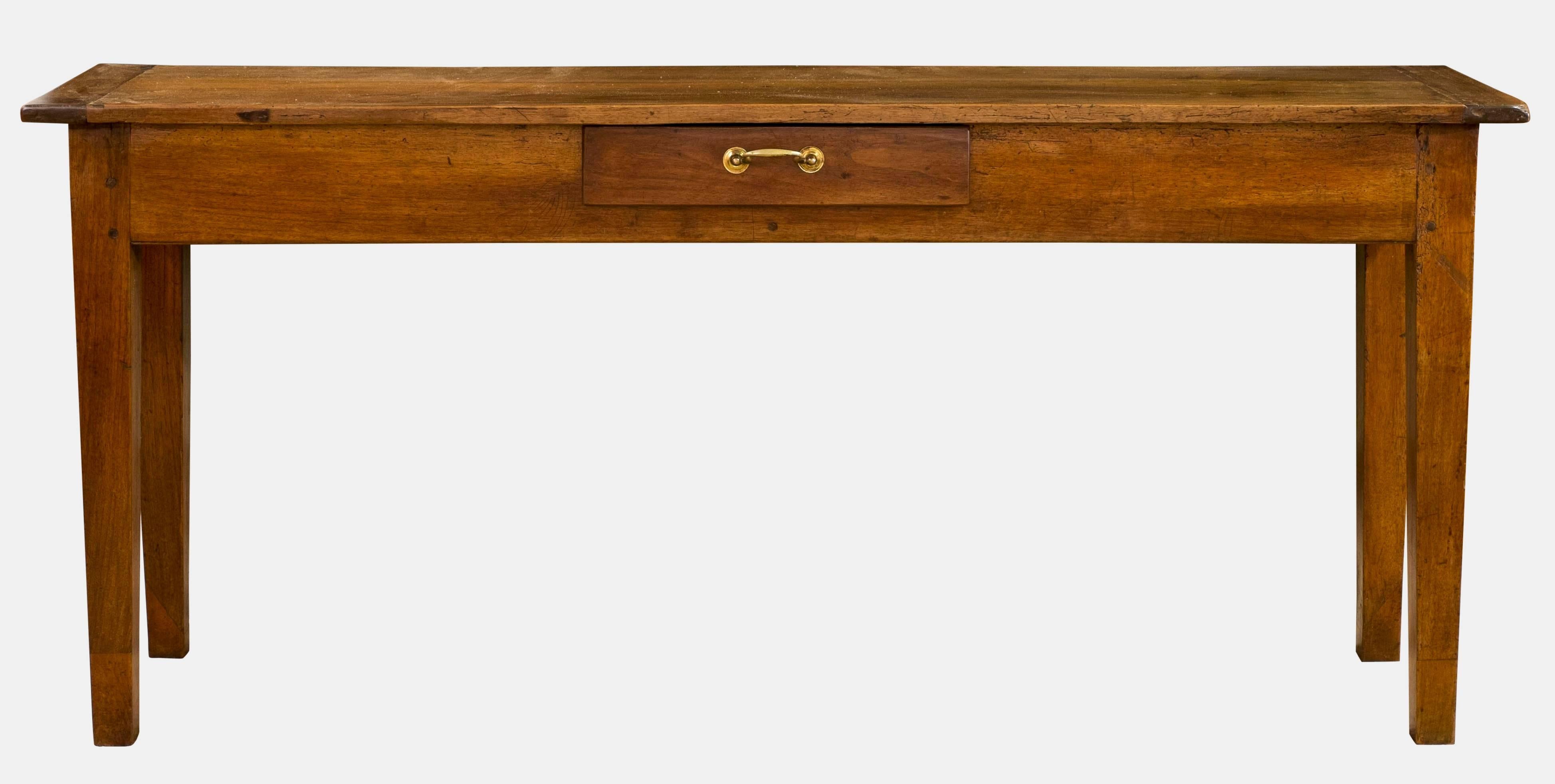 19th century French walnut single drawer server.

Measures: 72.5cm high,
161cm wide,
40.5cm deep.