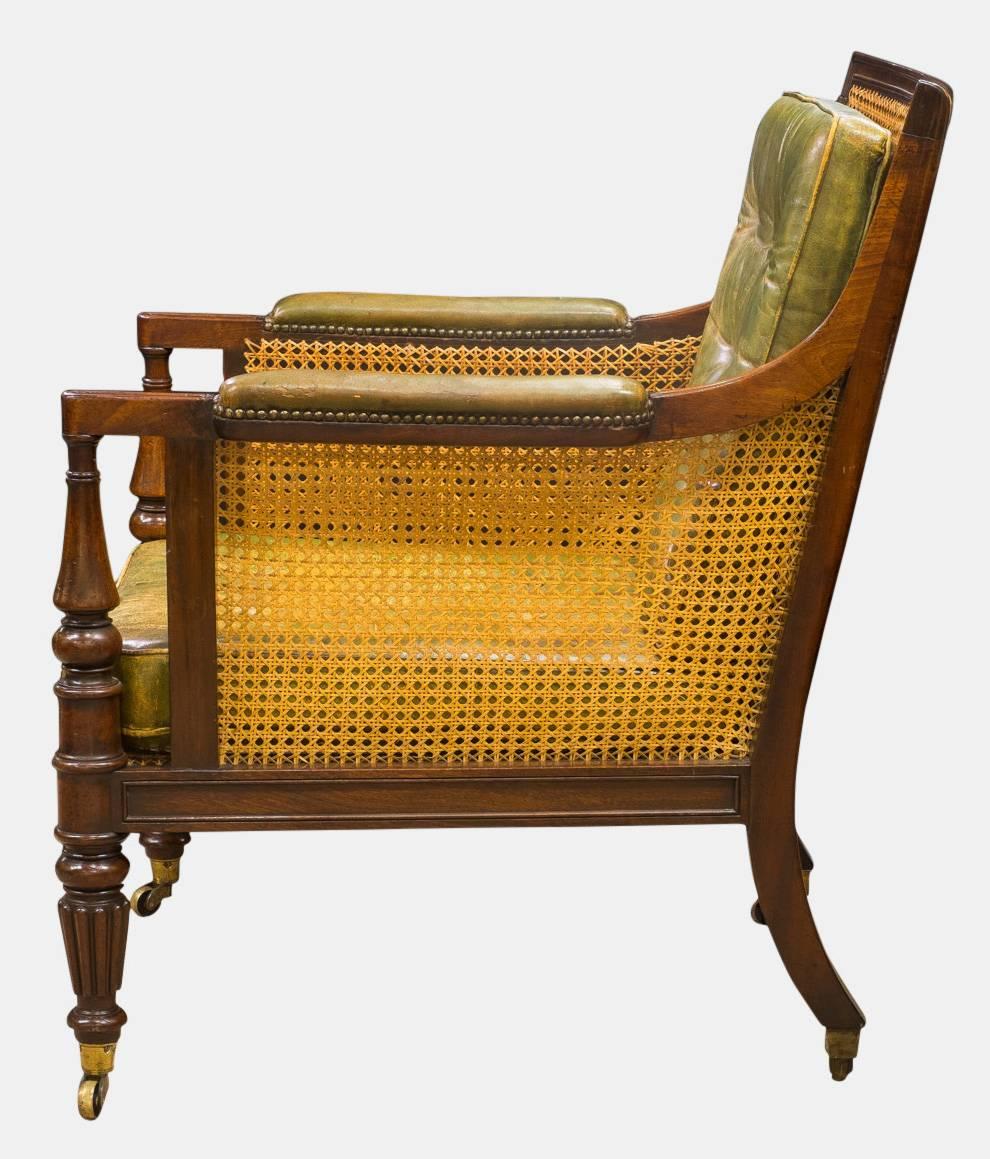 English Regency Bergere Mahogany Library Chair