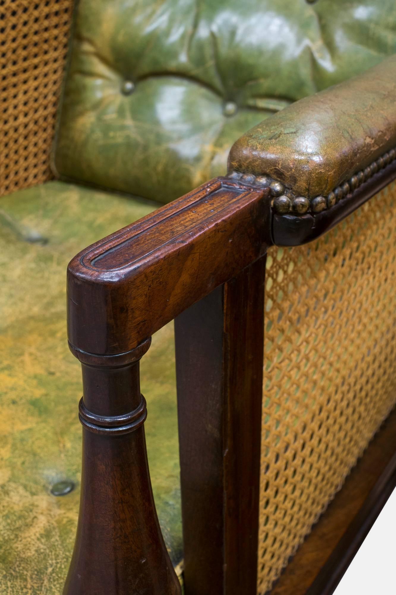 Early 19th Century Regency Bergere Mahogany Library Chair