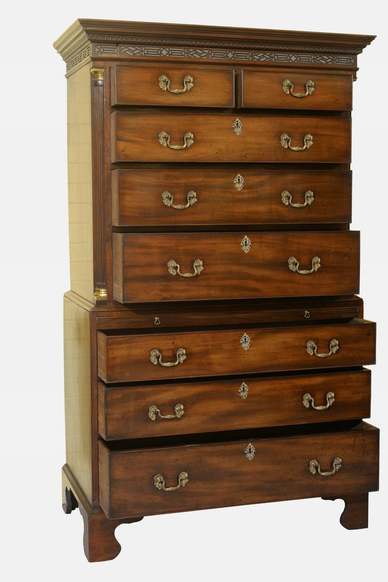 George III Georgian Mahogany Chest on Chest with Slide