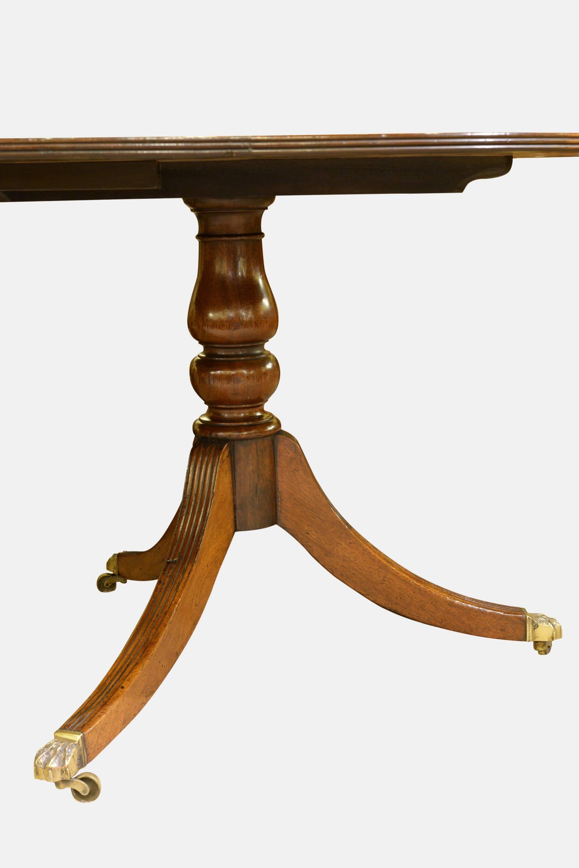 19th Century Mahogany Three Pillar Dining Table 2