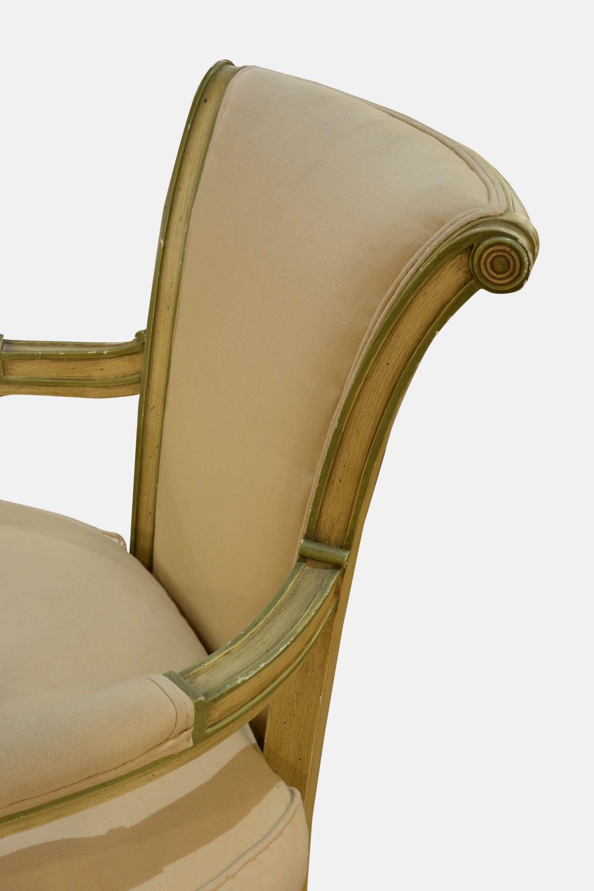 Early 20th Century Pair of Directoire Style Elbow Chairs For Sale