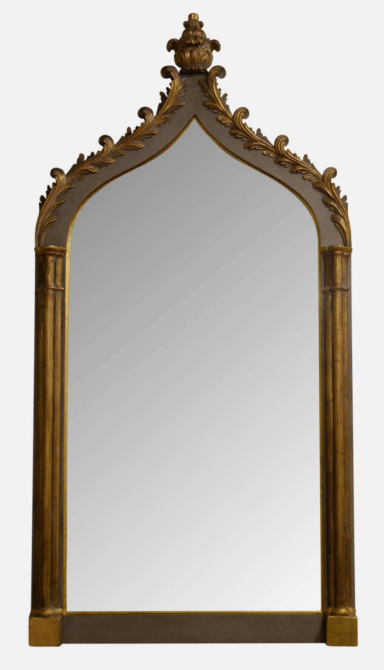 20th Century Pair of Carved Wood Gothic Revival Mirrors