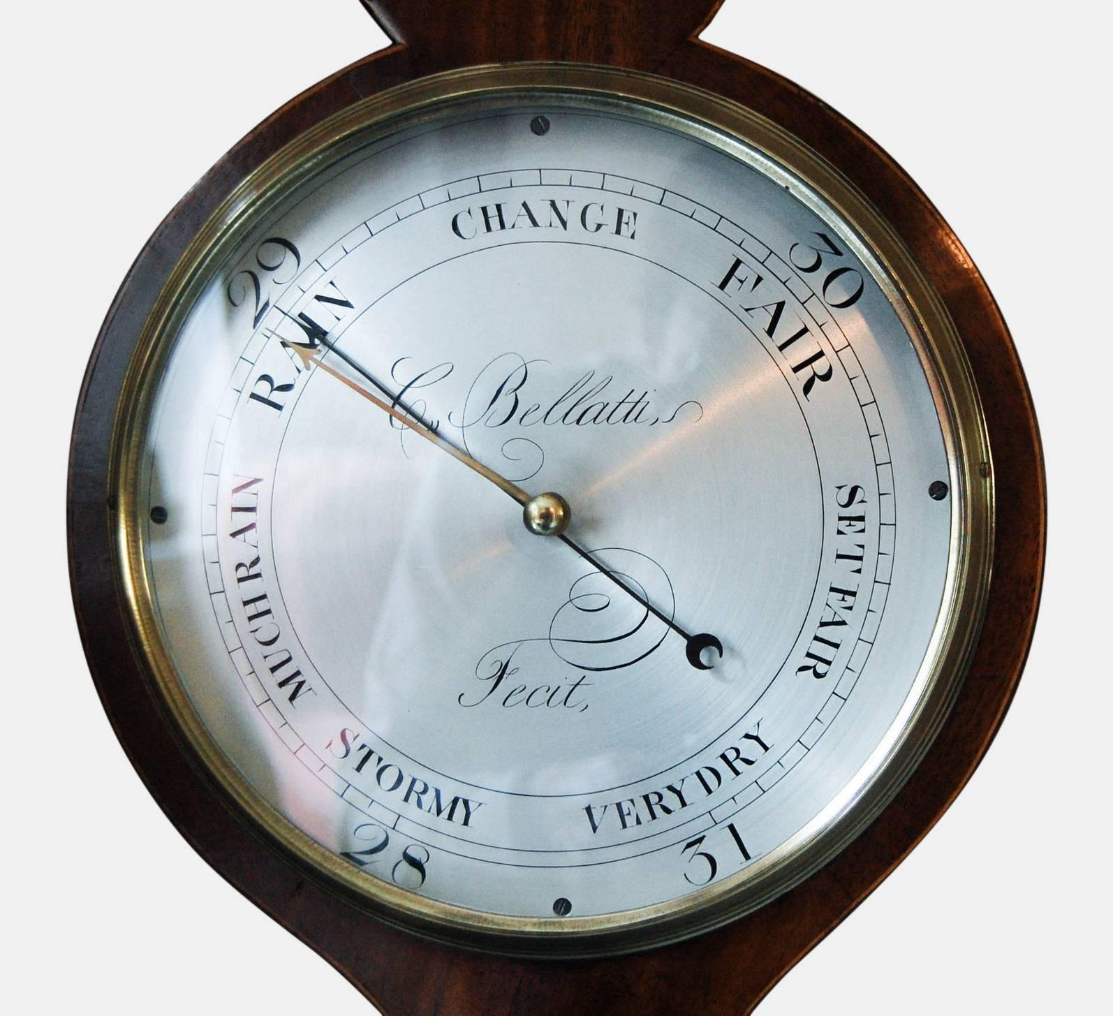 Regency Period Mahogany and Satinwood Banjo Barometer 1