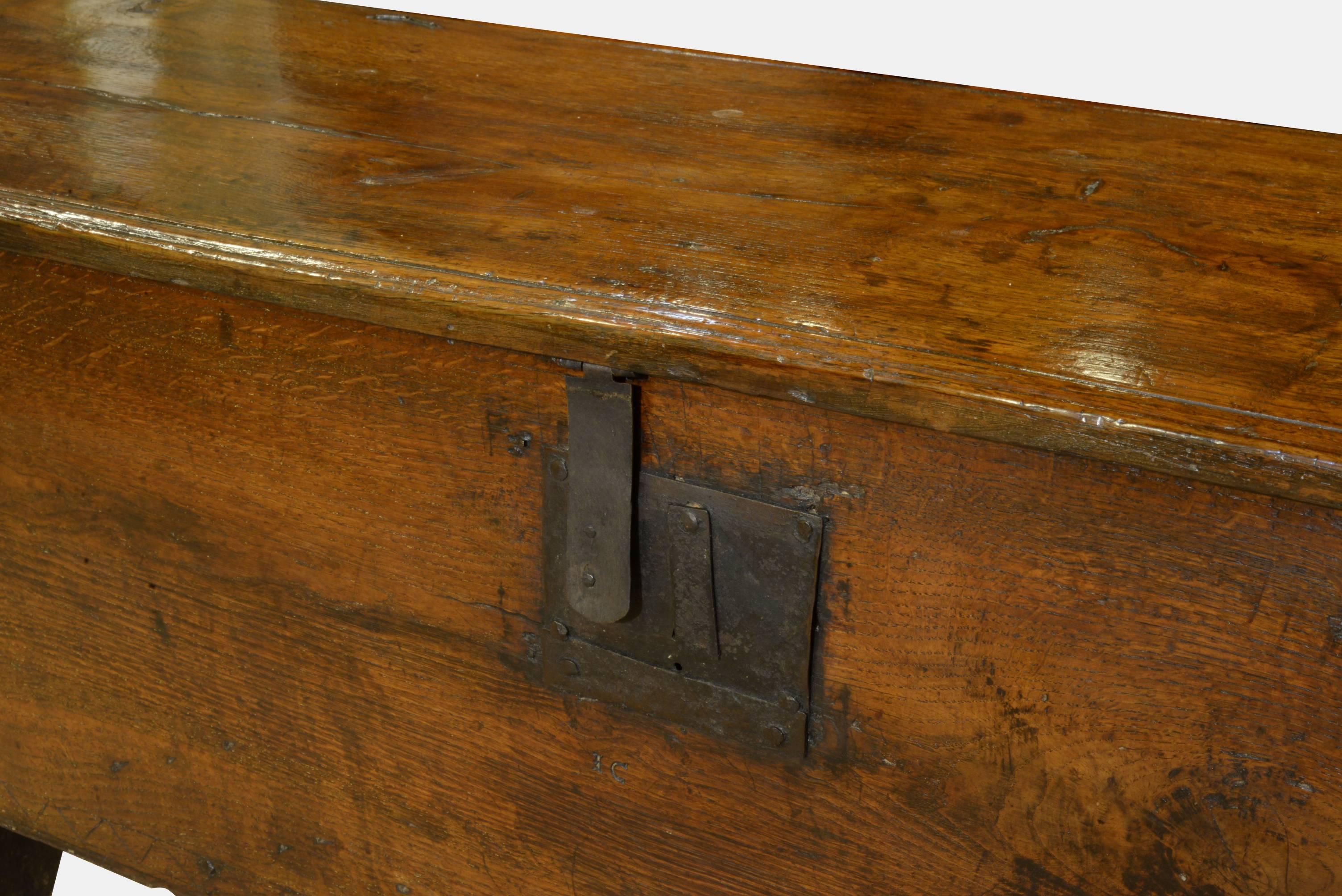 17th Century Oak Six Plank Coffer 1