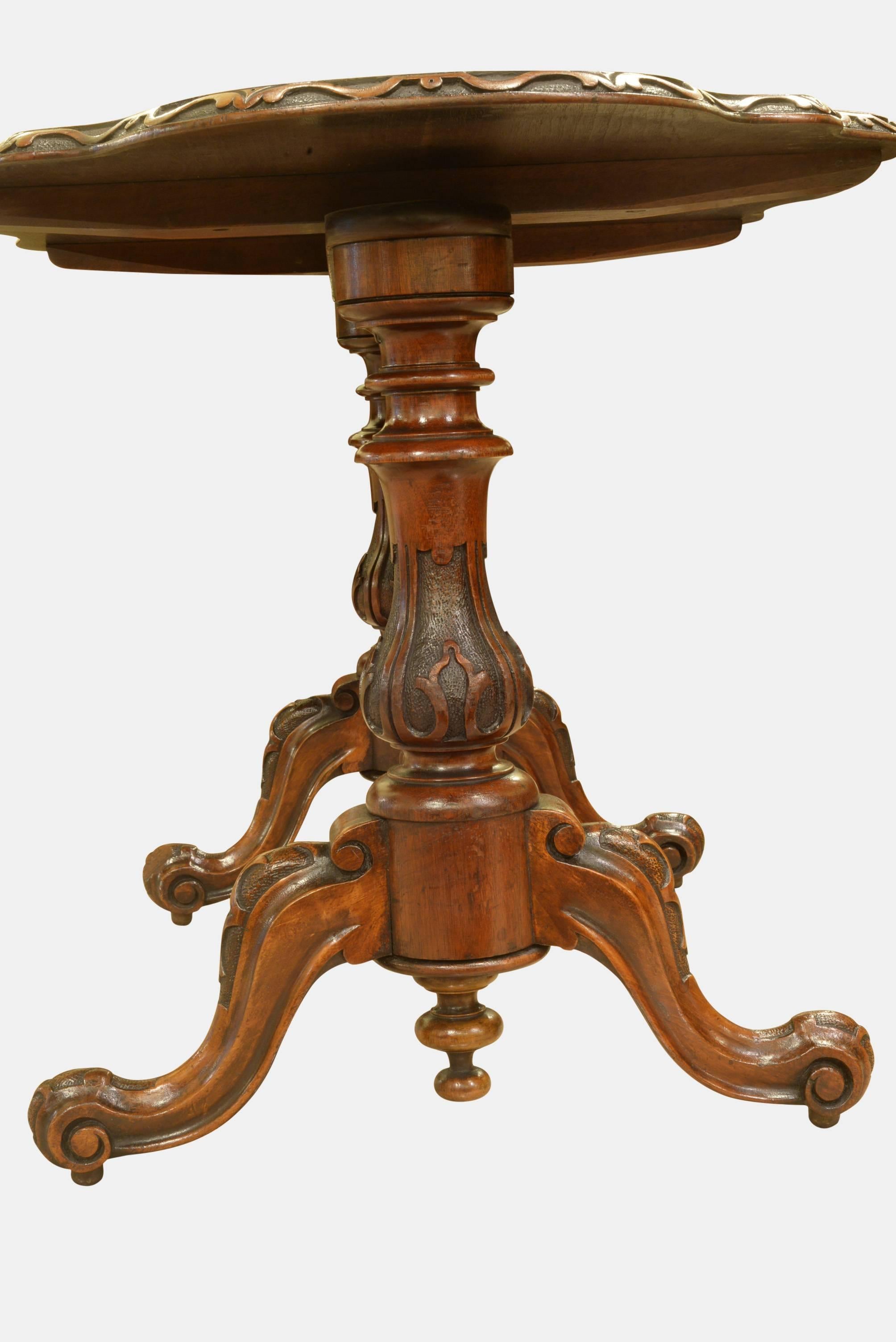 Late 19th Century Burr Walnut Victorian Stretcher Table
