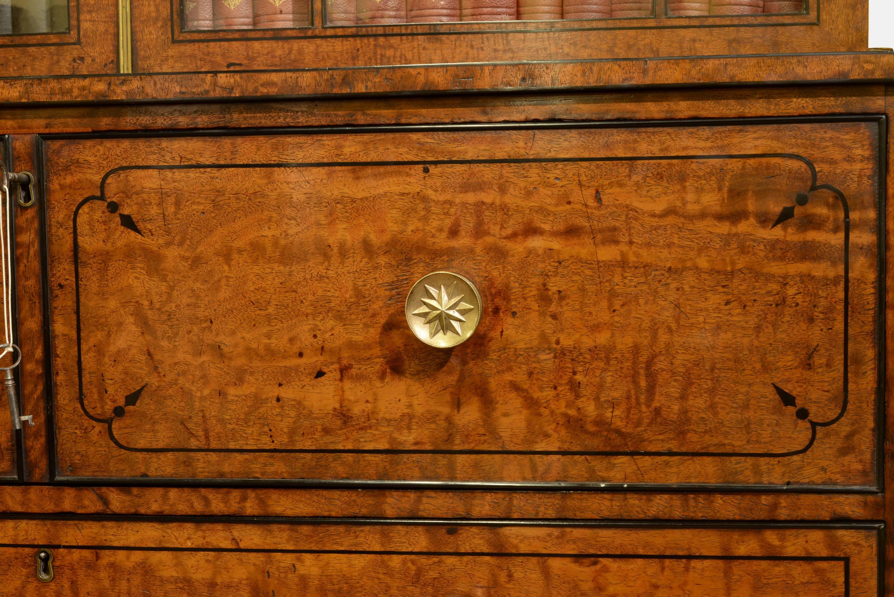 English Regency Mahogany Secretaire Bookcase 1