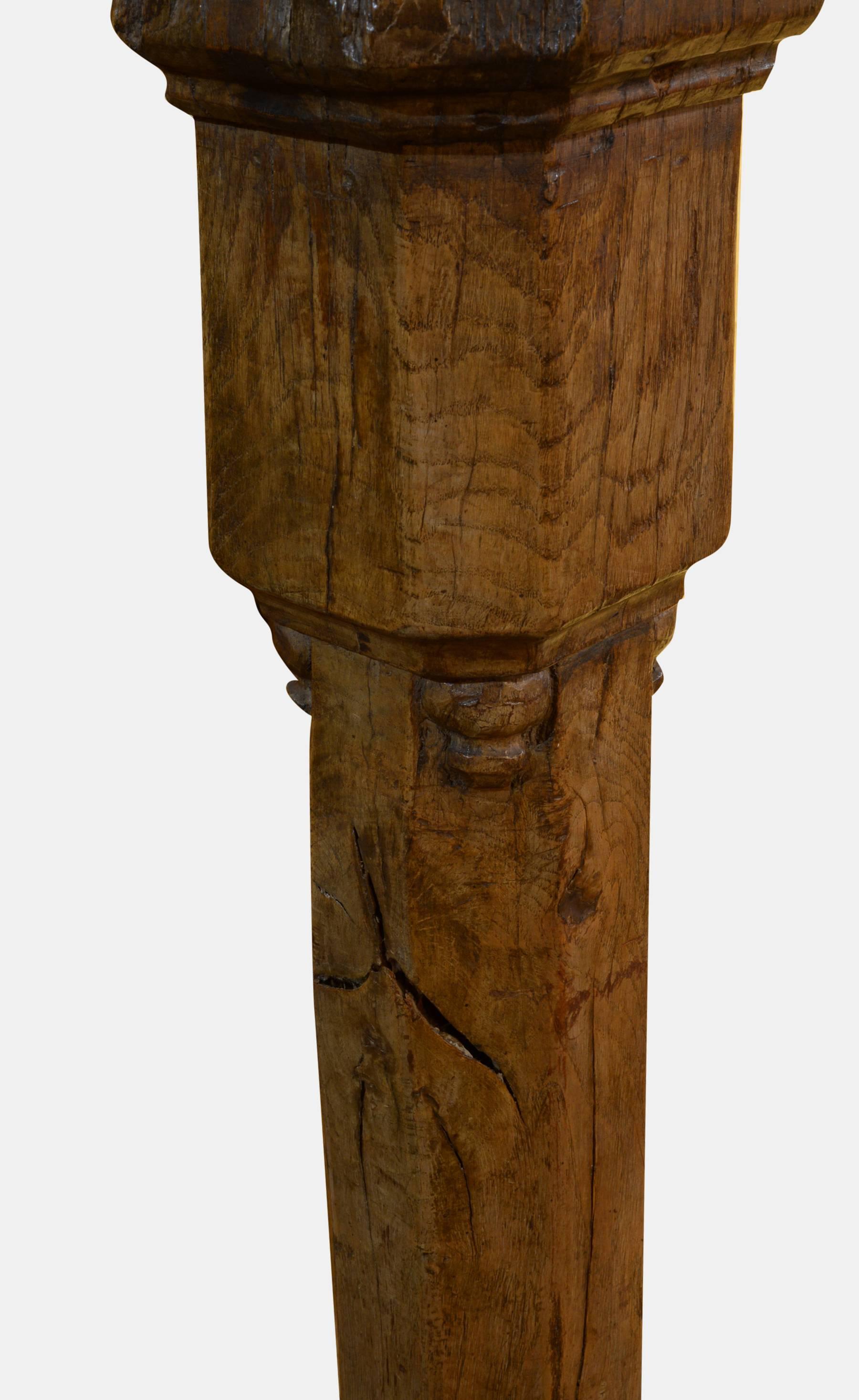 18th Century and Earlier 16th Century Oak Newel Post For Sale