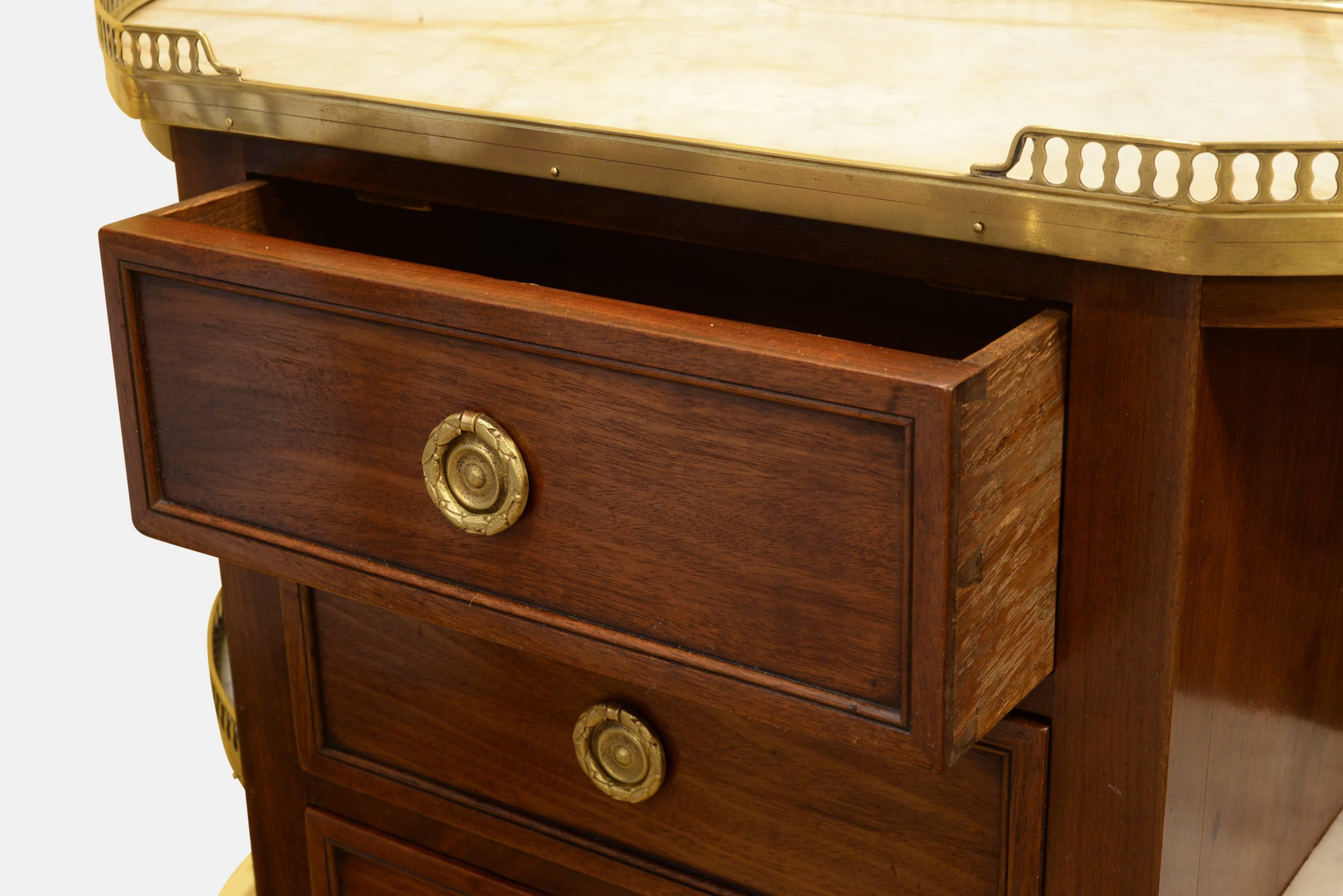 French Mahogany Marble and Brass Console Desserte 2