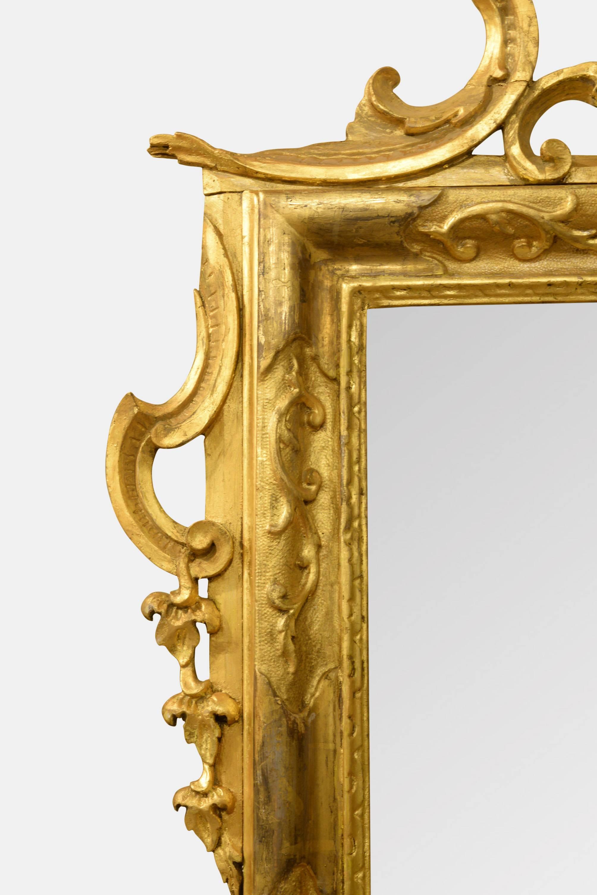 19th Century Italian Gilded Rectangular Mirror
