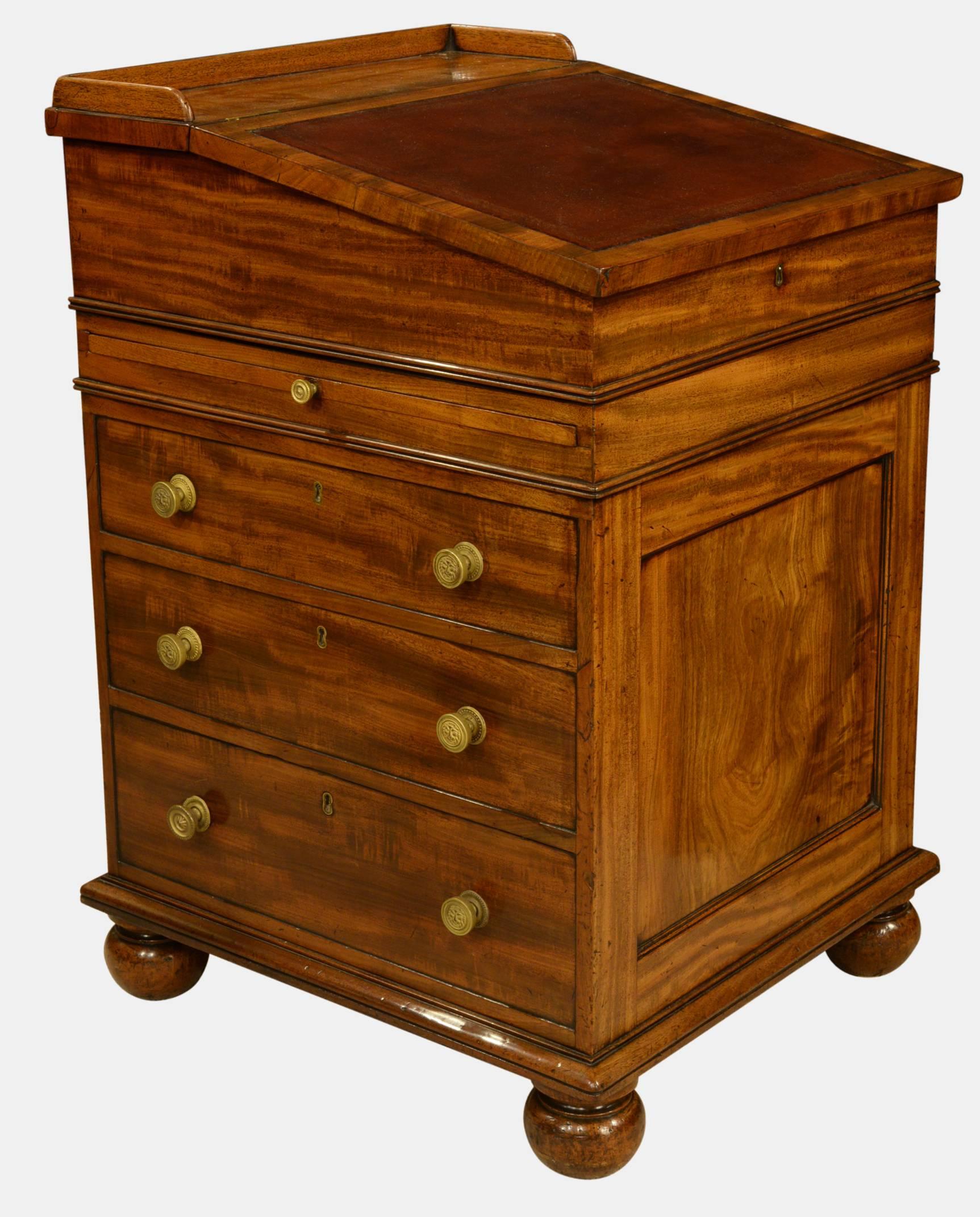 An early 19th century mahogany slide top Davenport in the manner of Gillows. With pull-out pen drawer, two brushing slides and three drawers,

circa 1840.