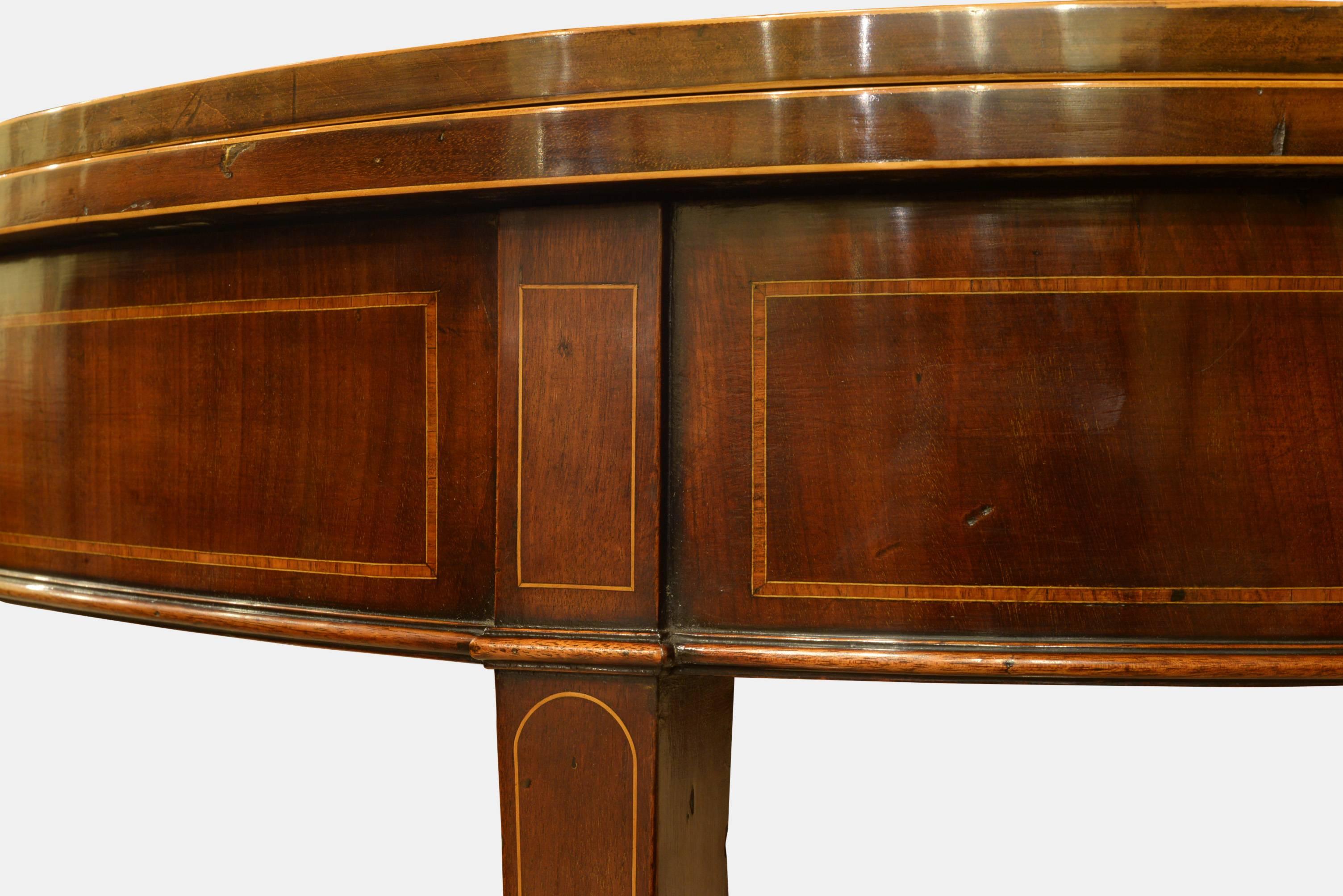 Late 18th Century Georgian Mahogany and Kingwood Demilune Card Table