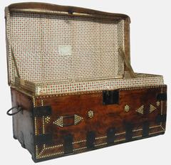 18th Century Napoleonic Leather Campaign Trunk