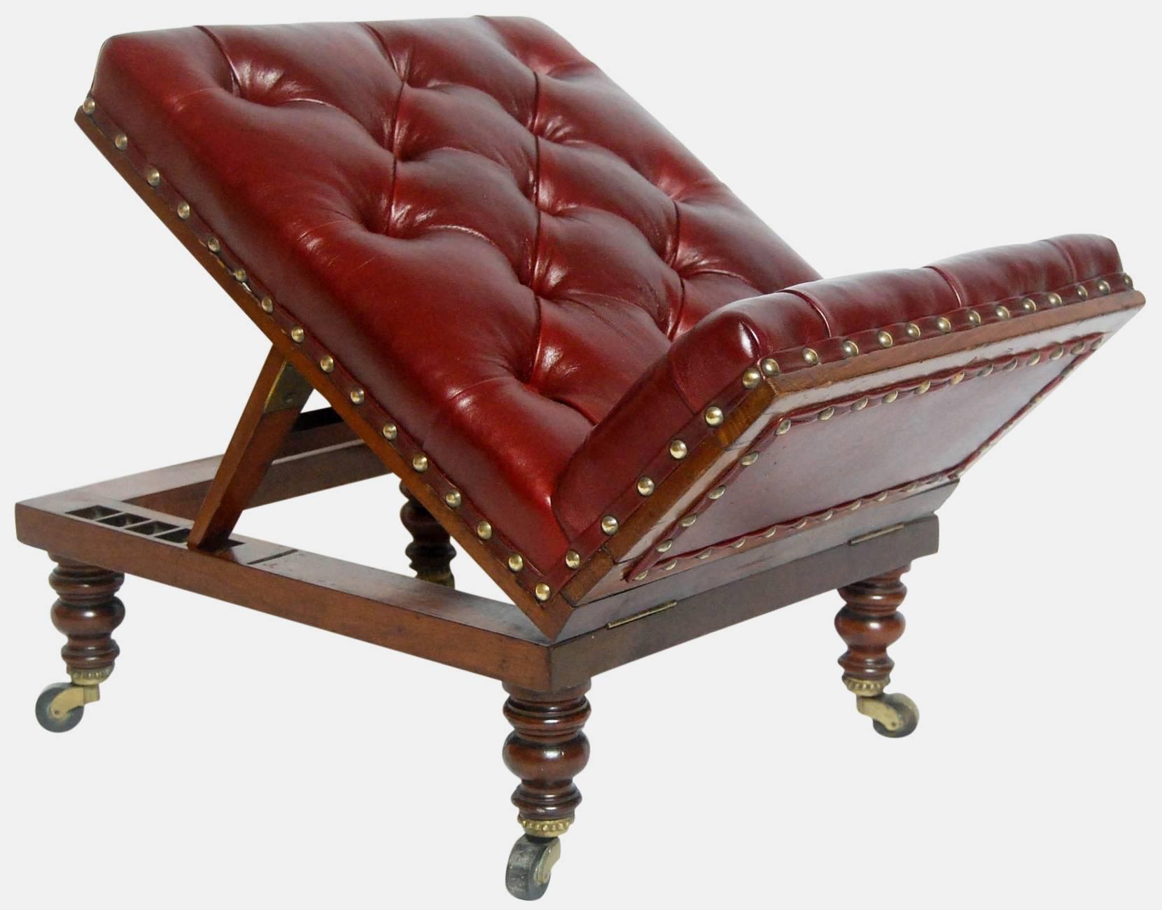 Mid-19th Century Late Victorian Mahogany Leather Gout Stool