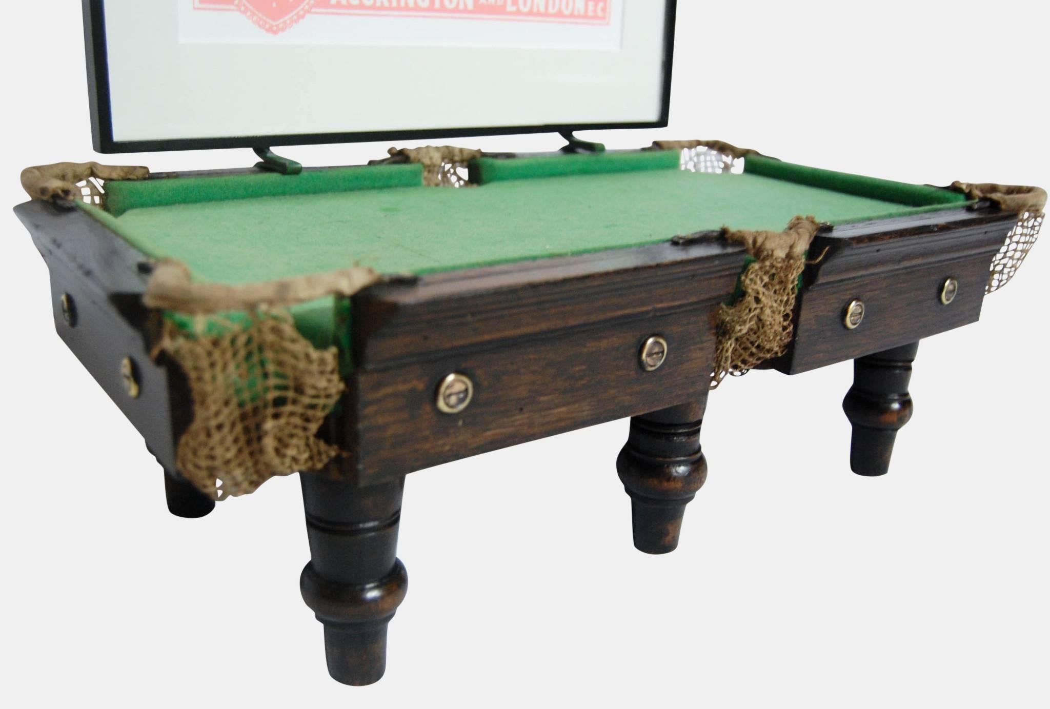 Miniature Billiards Table Shop Advertising display for E.J. Riley c1920 In Good Condition In Salisbury, GB