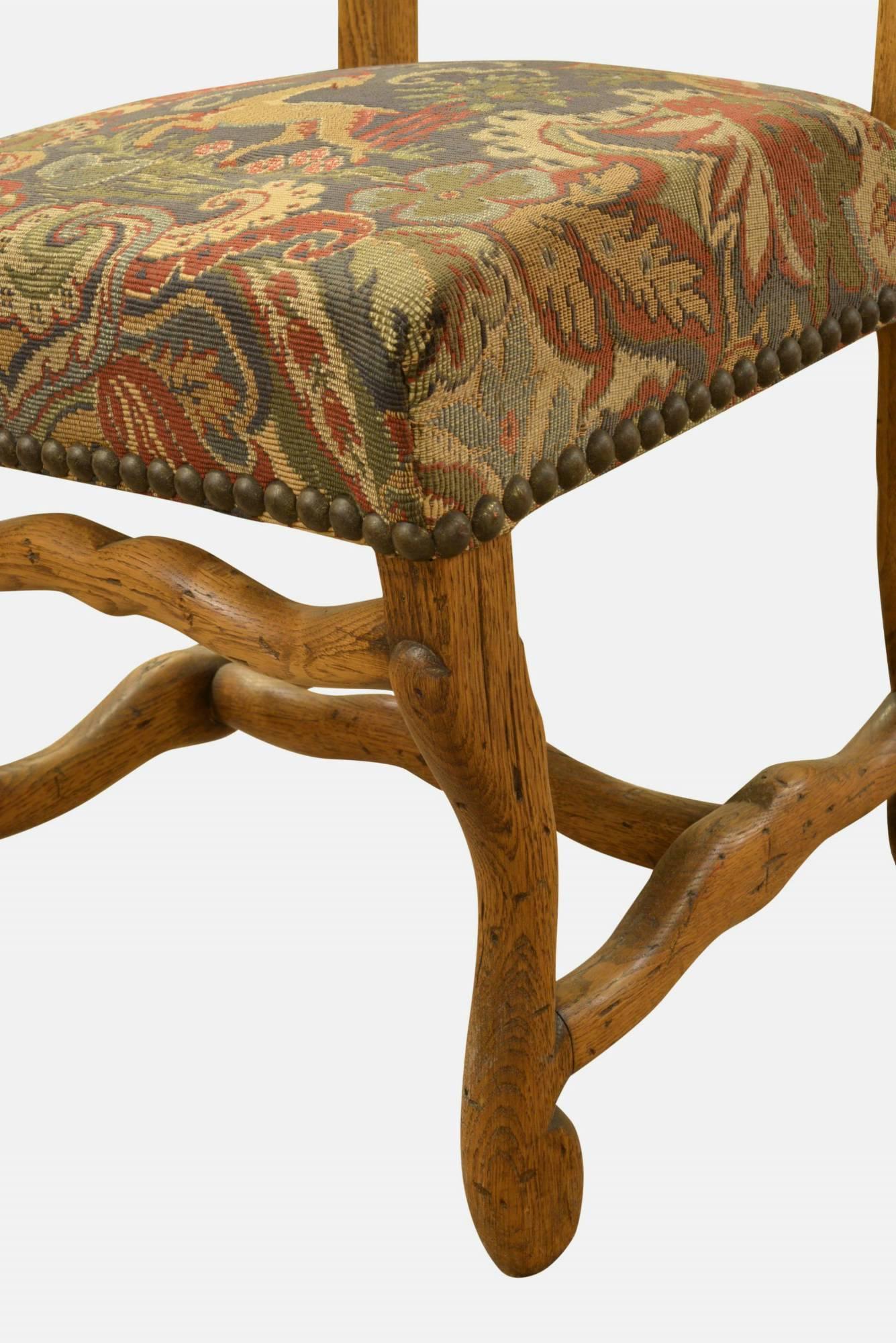 19th Century Set of Six French Upholstered 'Sheep Bone' Chairs