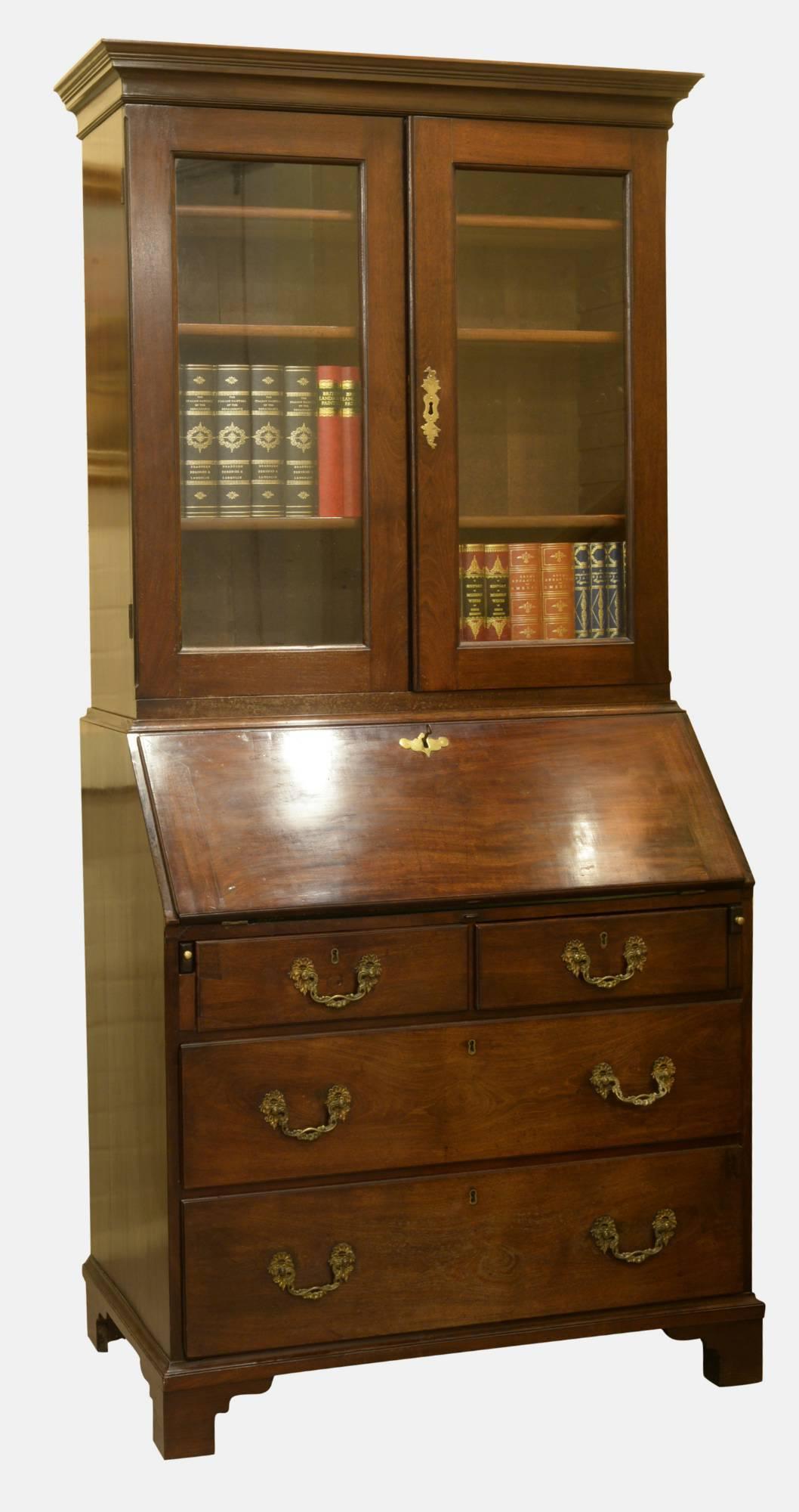 George II Cuban mahogany bureau bookcase,

circa 1750.