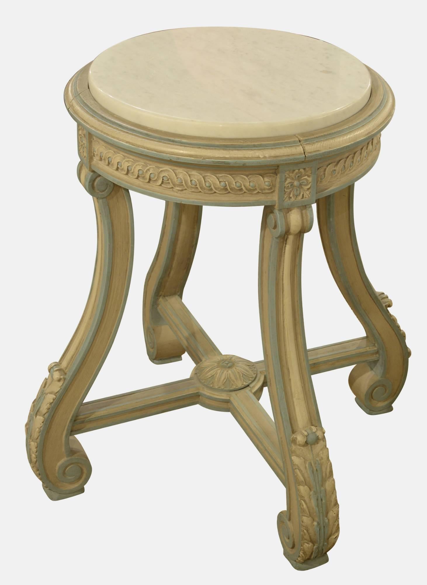 Pair of late 19th century continental urn stands with later paint.