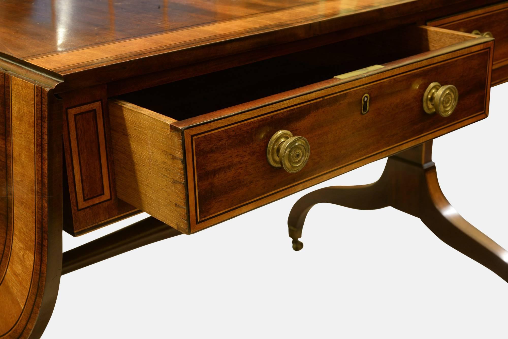 18th Century Sheraton Period Mahogany Sofa Table For Sale