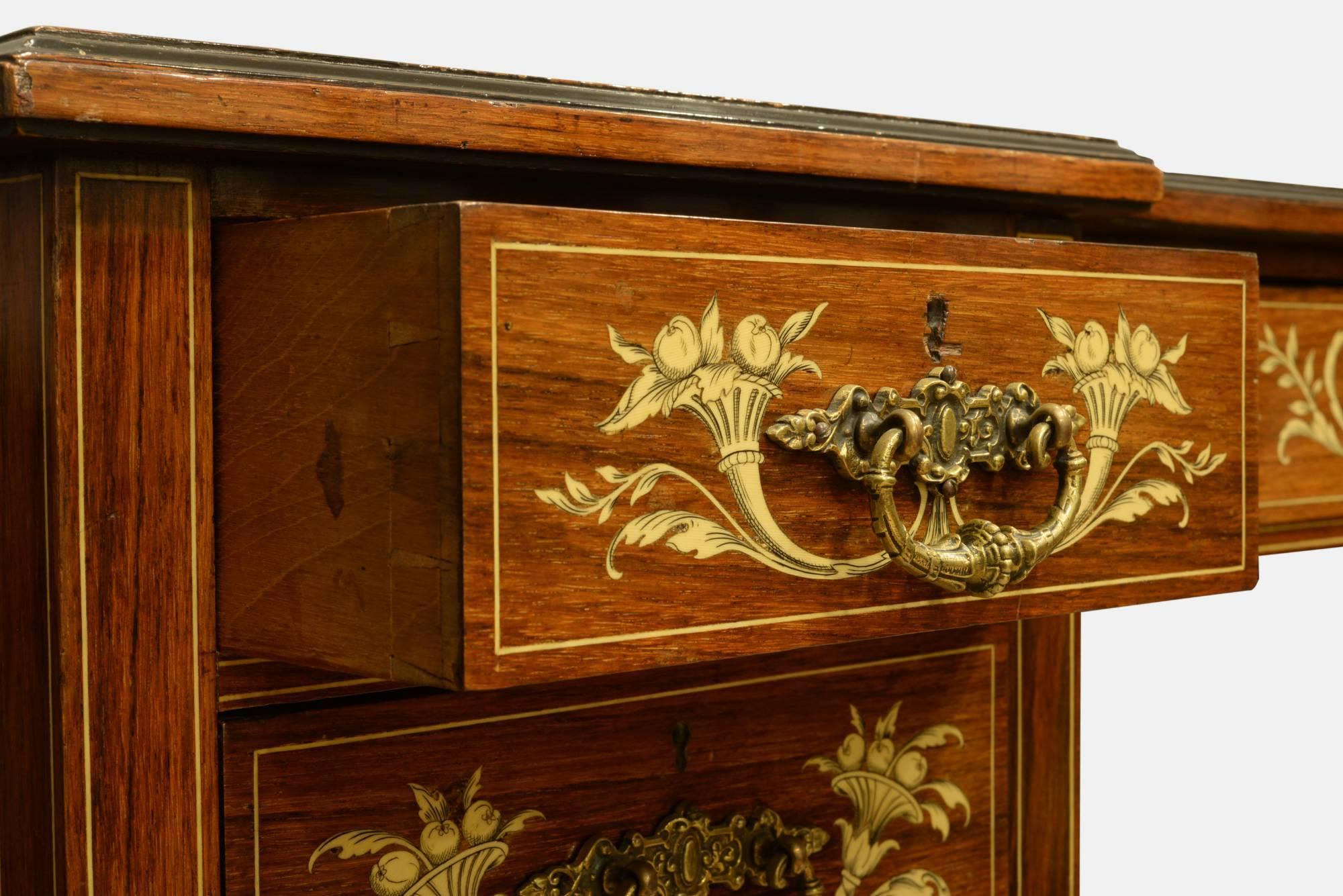 A mahogany inlaid ladies kneehole desk
circa 1910.