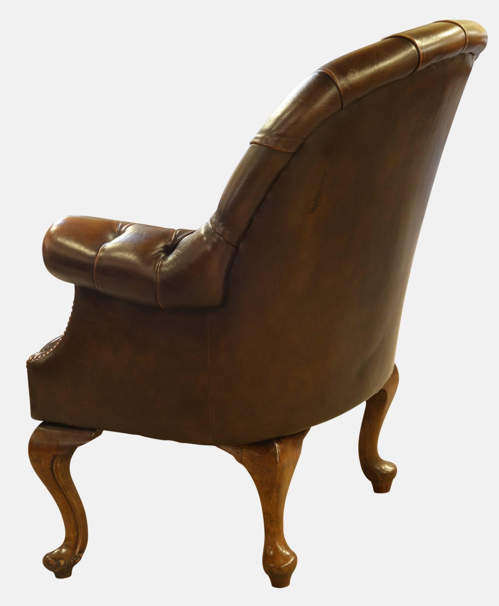 20th Century Queen Anne Style Library Chair