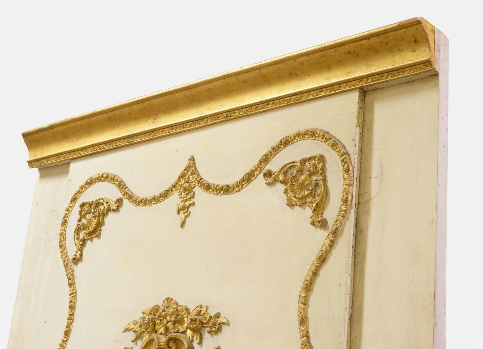 19th Century Continental White and Gilt Framed Trumeau Mirror