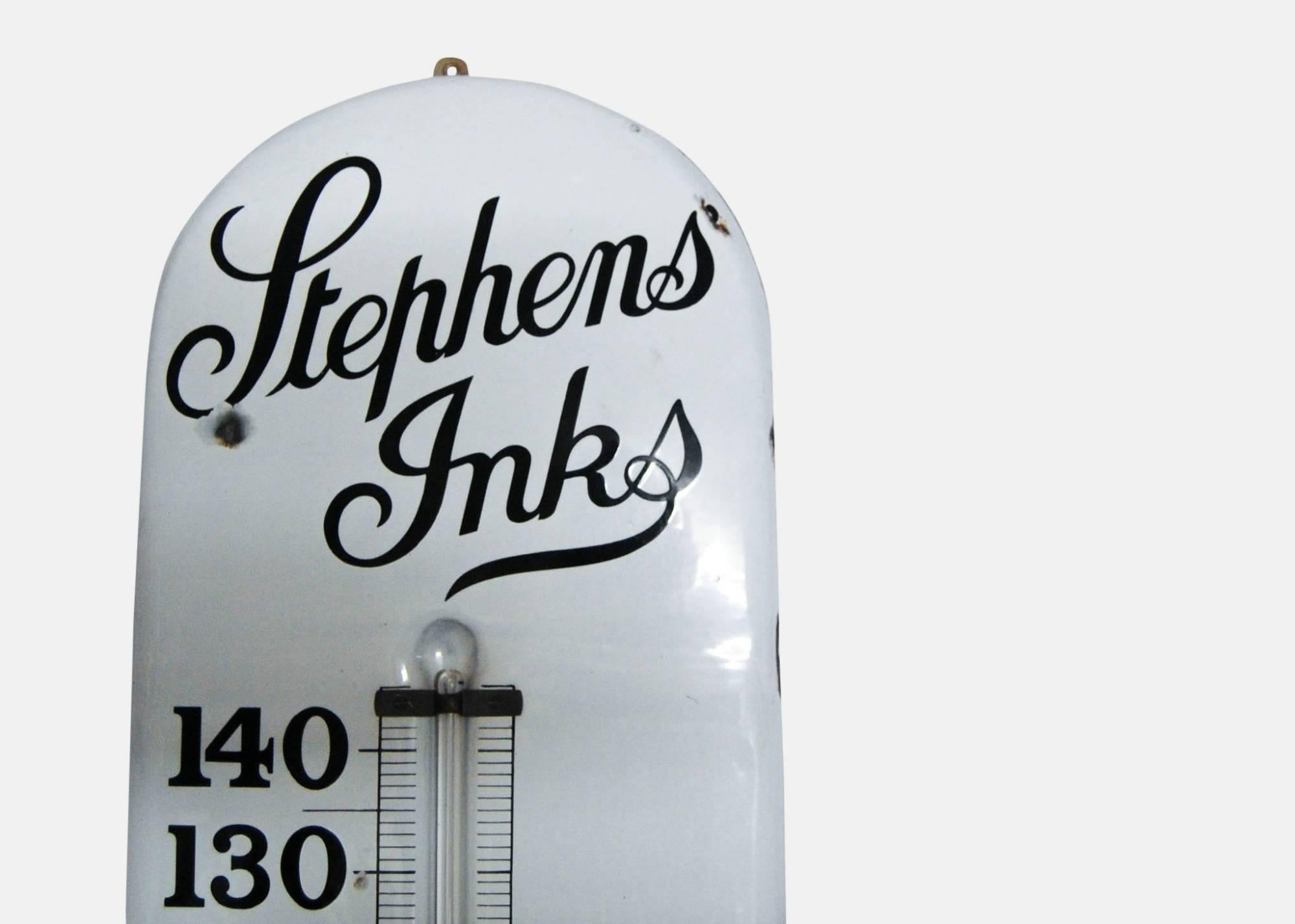 Very large Stephen's Inks thermometer advertising sign in good working order.