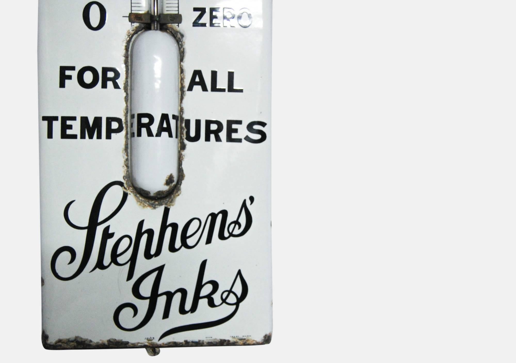 Large Stephens Inks Thermometer Advertising Sign In Excellent Condition In Salisbury, GB