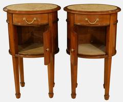 Pair of Mahogany Bedside Chests with Marble Tops