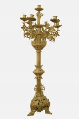 Pair of Gothic Style Brass Candelabras