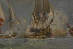 Oil Painting Depicting the Battle of Trafalgar