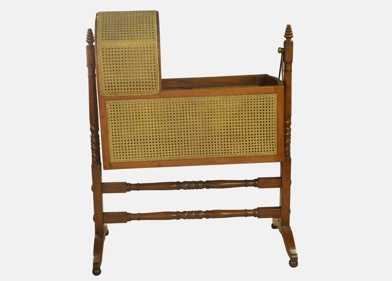Victorian Mahogany and Cane Rocking Cradle at 1stDibs