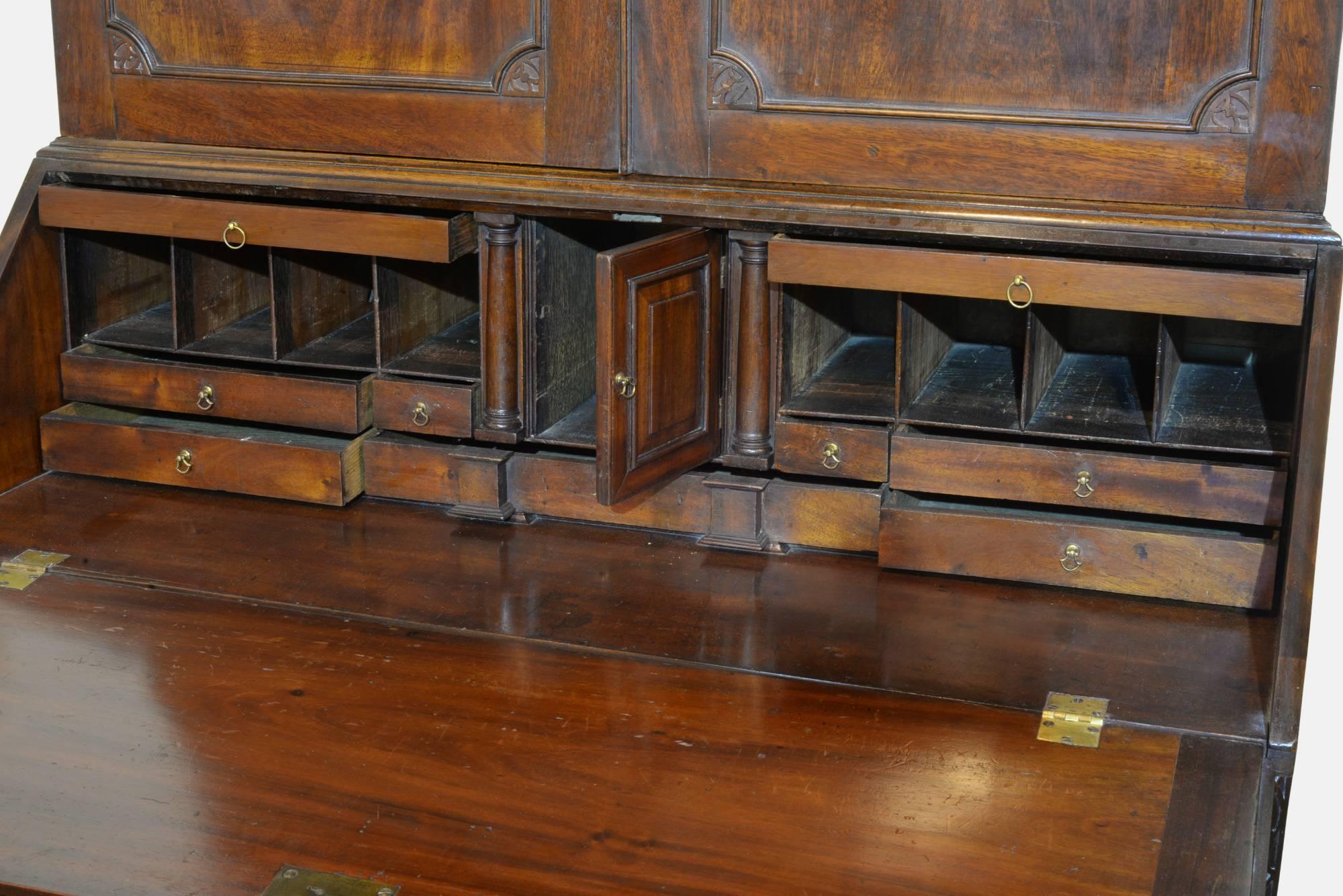 A handsome and fine quality George III period Chippendale style mahogany bureau bookcase. 

circa 1780.
 