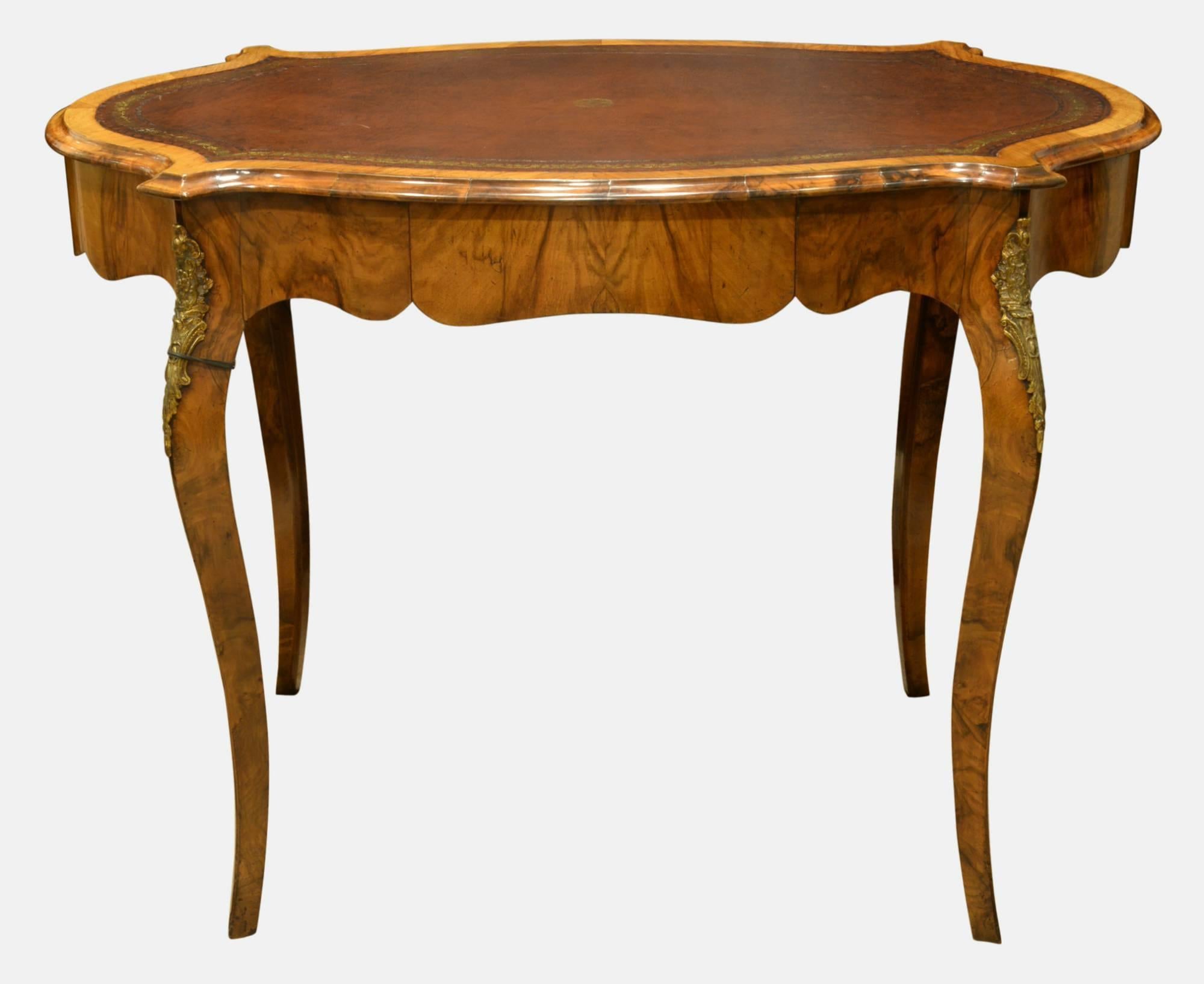 19th Century Burr Walnut Writing Table For Sale 1