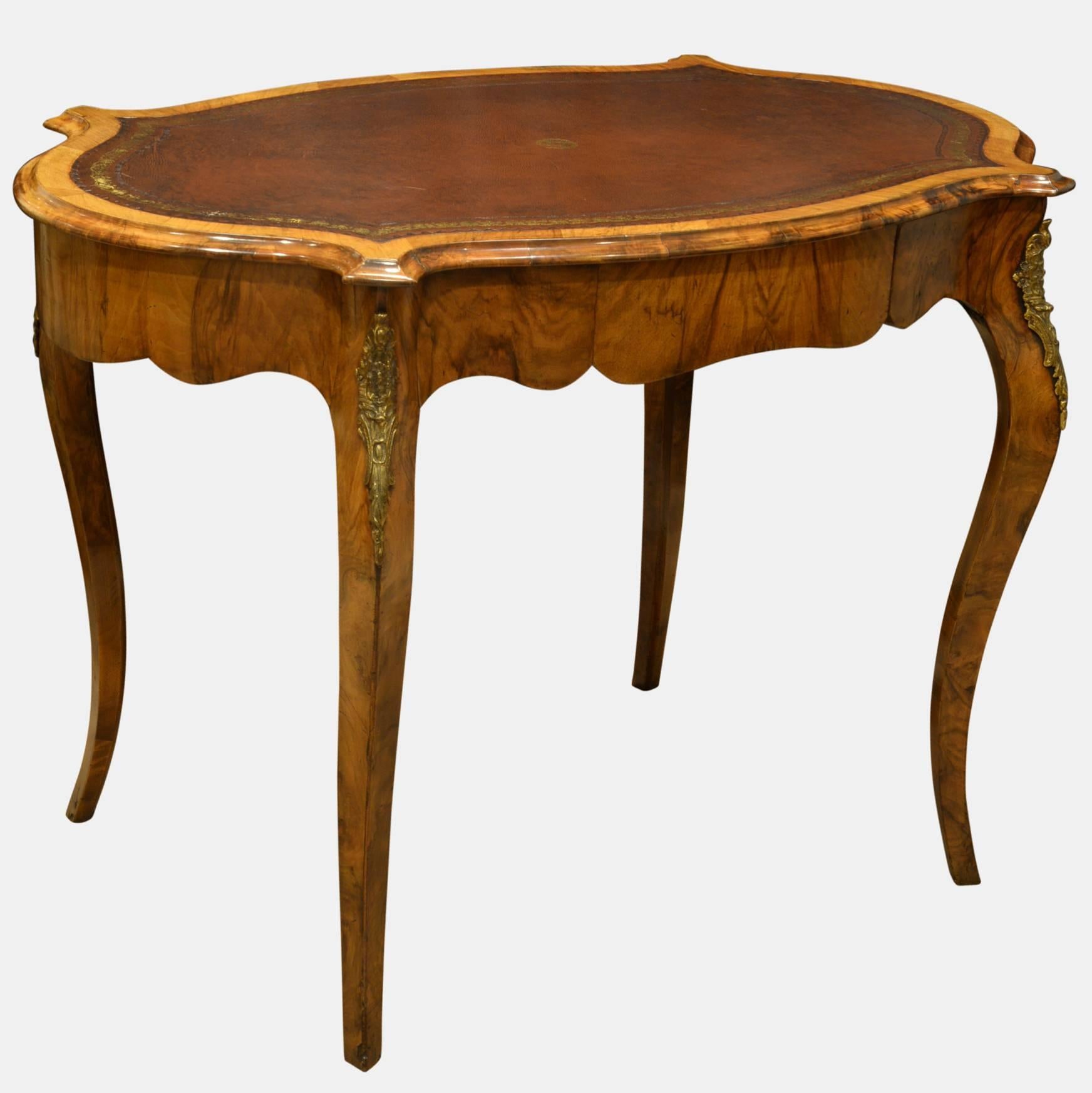 19th Century Burr Walnut Writing Table For Sale 2