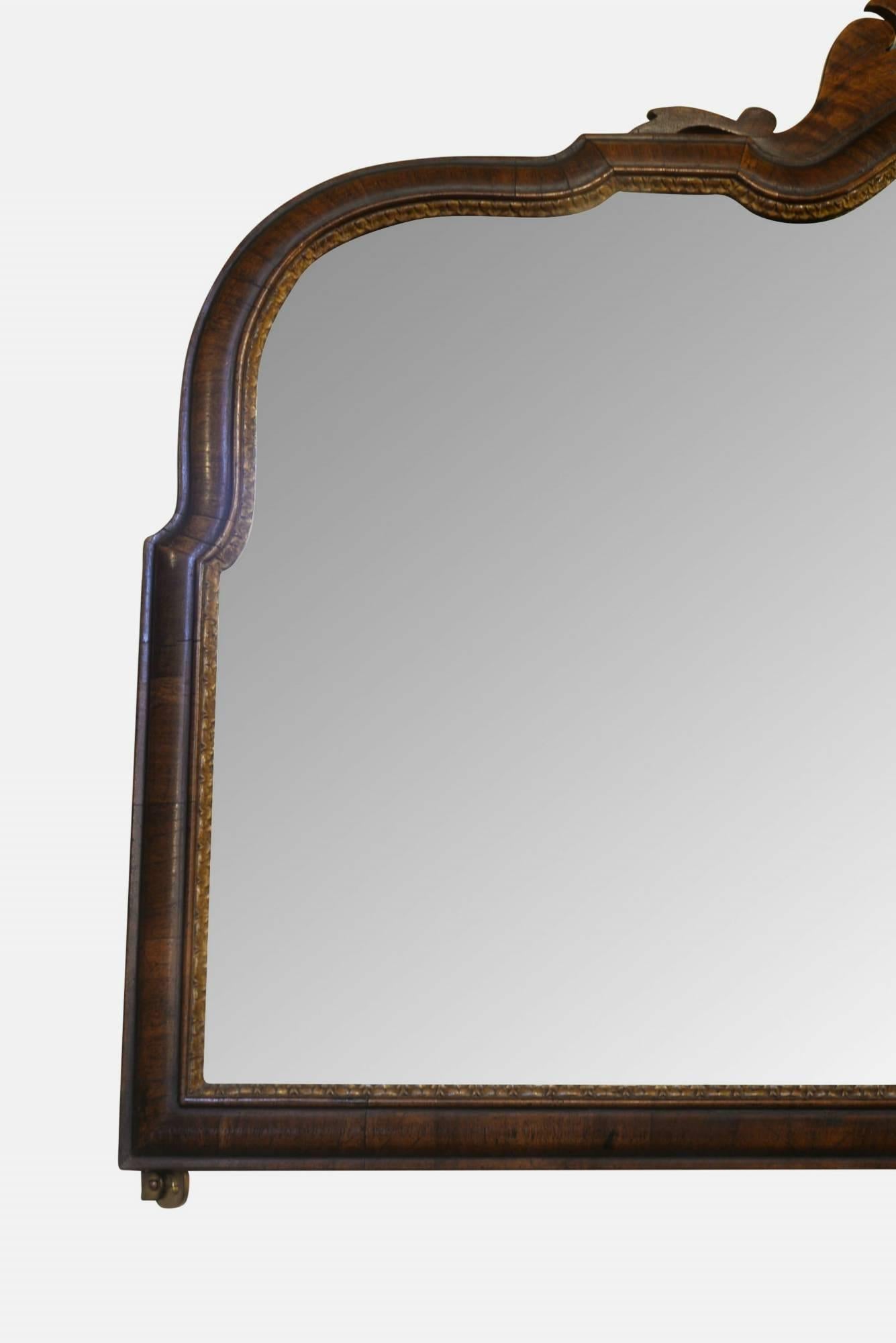 20th Century Walnut Framed Triple Plate Overmantel Mirror For Sale