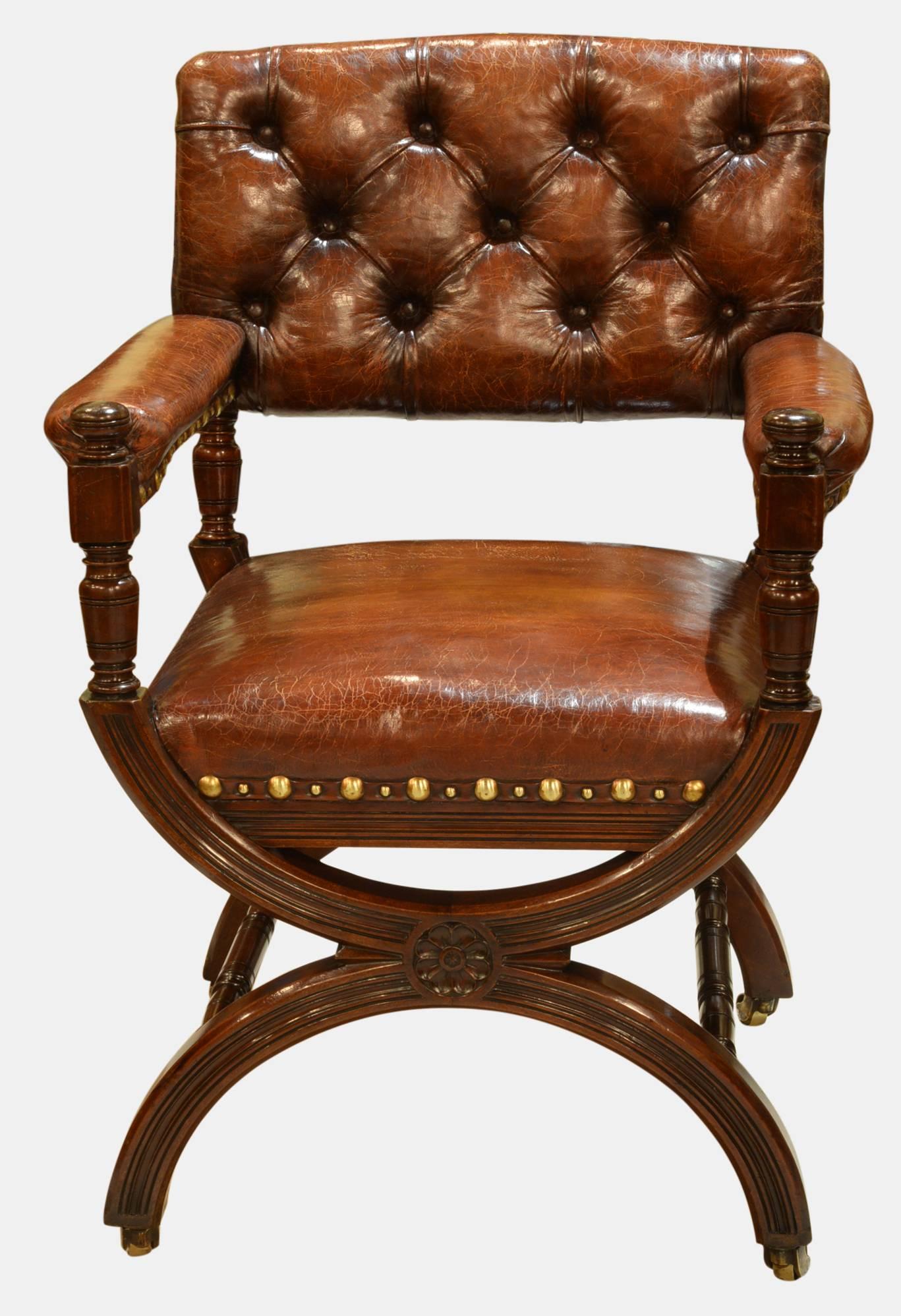 Pair of 19th Century Mahogany Library Chairs For Sale 3