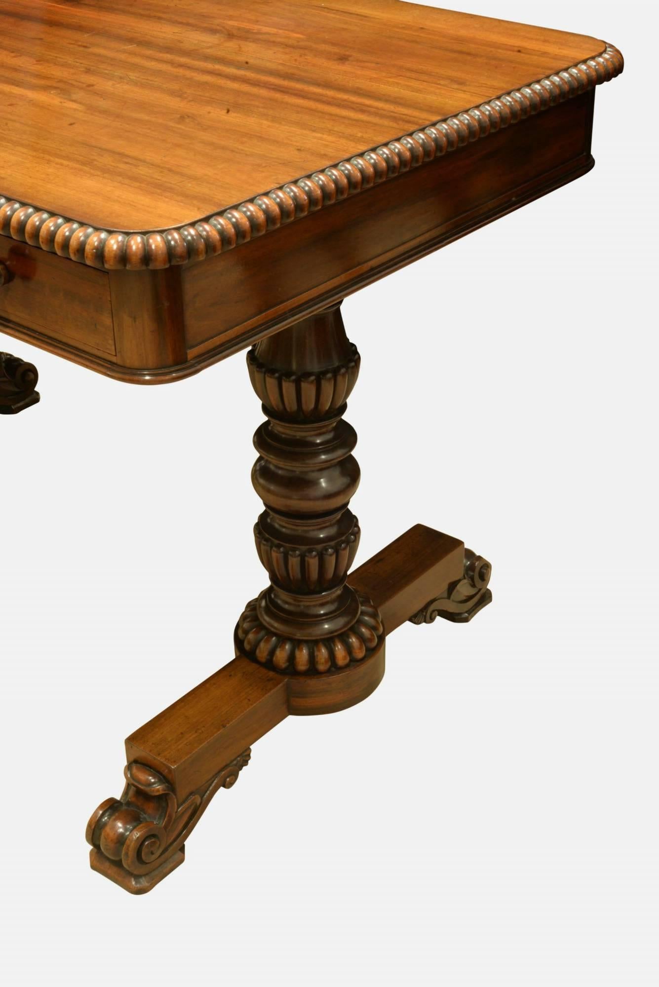 19th Century Pillar End Library Table For Sale