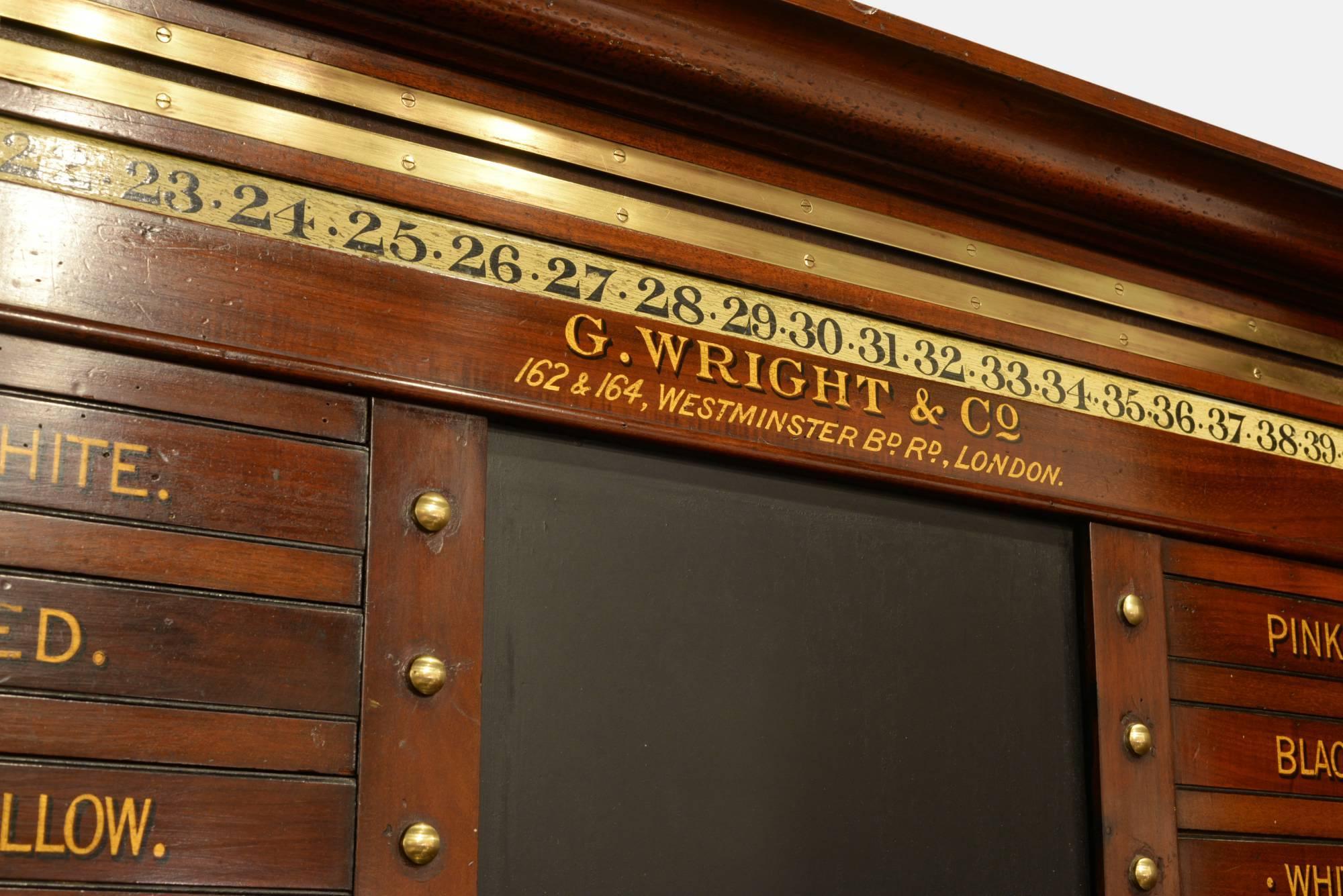 Victorian life pool and billiards scoreboard with ball cupboard. By George Wright & Co. London.
 